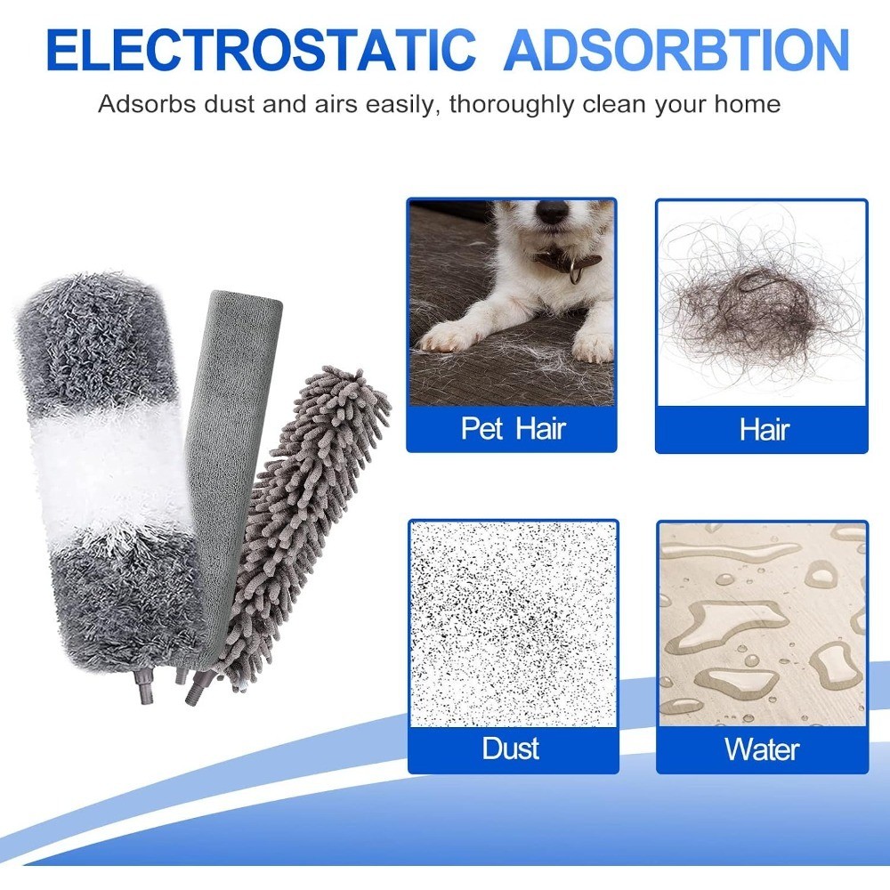 Microfiber Duster Kit (11PCS) – Washable Dusters with Extension Pole (30 to 100