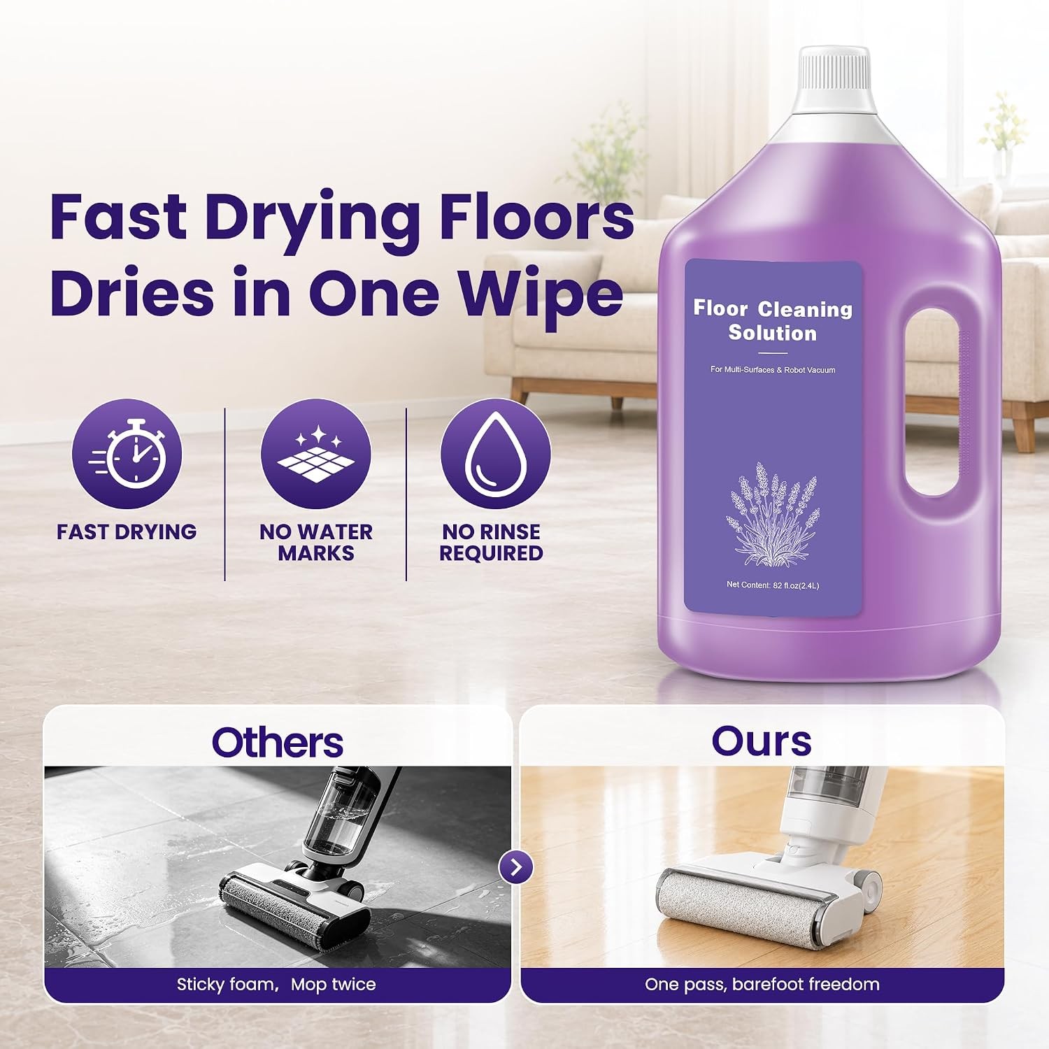 Lavender Scented Floor Cleaning Solution 82 FL OZ Compatible Dreame C Floor
