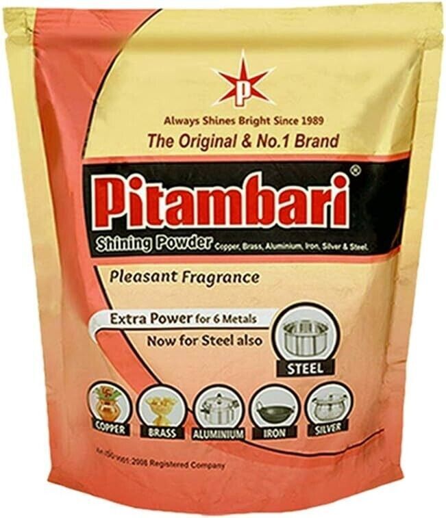 Pitambari Powder 200gm Brass Copper Instant Cleaner Polish Anti-Tarnish