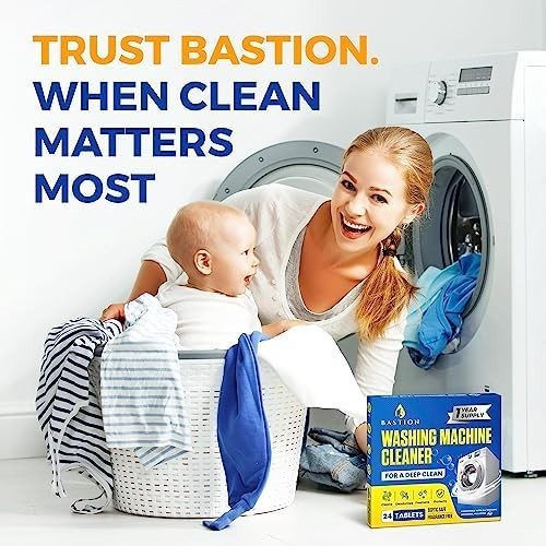 Bastion Washing Machine Cleaner, Deodorizer, & Descaler – 24 pack