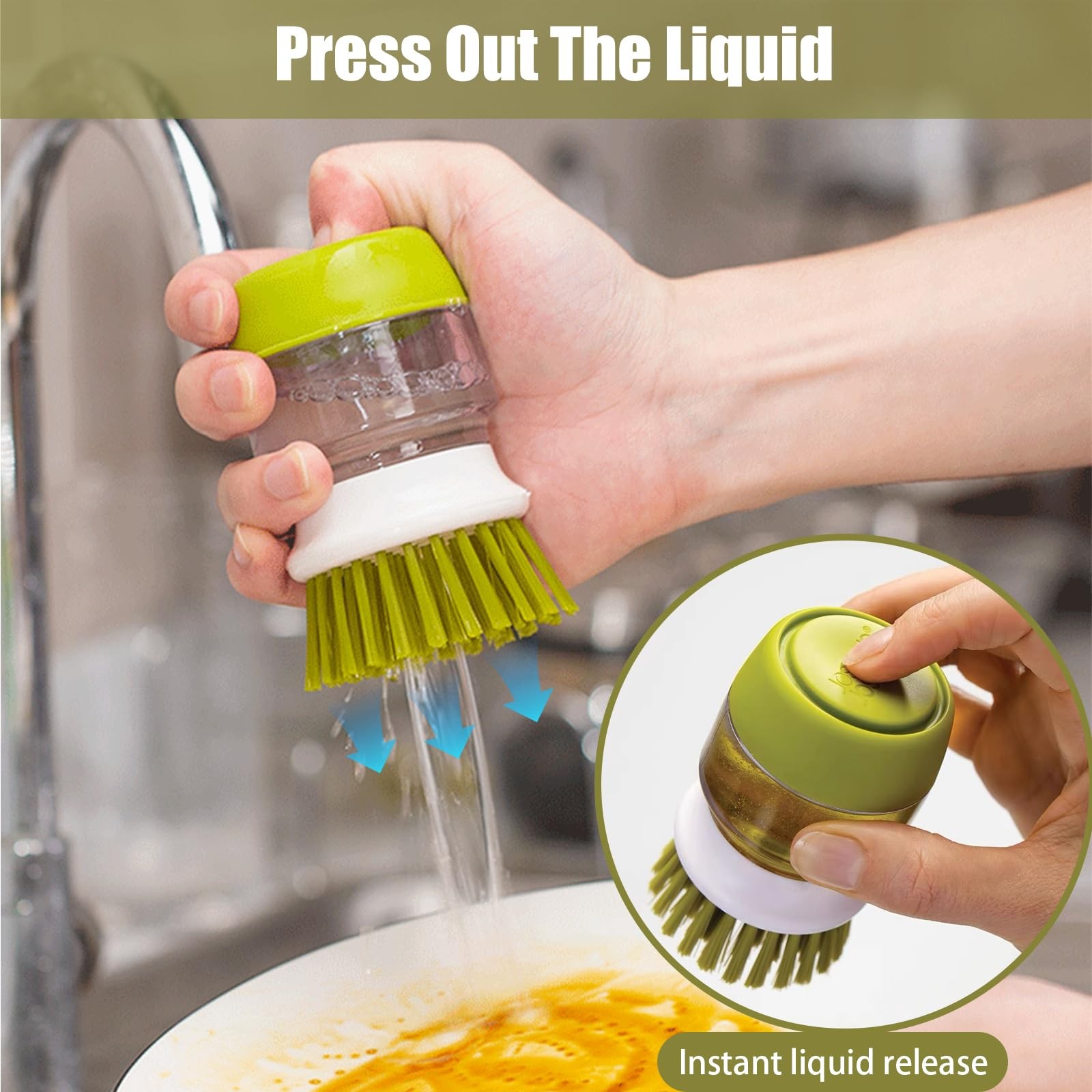 Soap Dispenser with Dish Brush and Storage Bracket, Easy to Clean Kitchen Ute…
