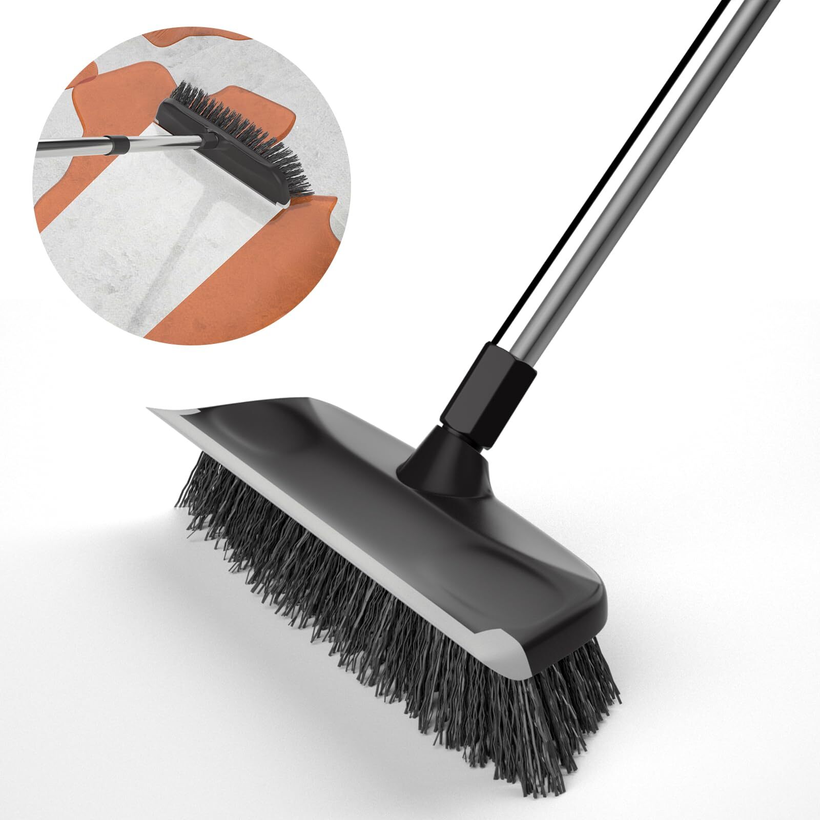 Floor Scrub Brush With Long Handle Multi Purpose 10″ Heavy Duty Cleaning Brush W