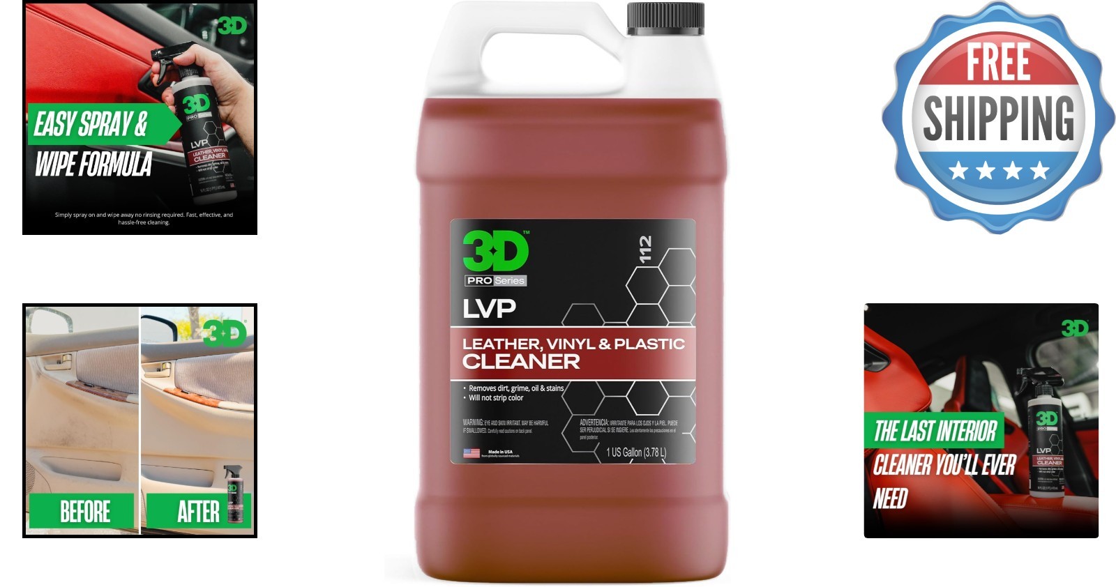 Eco-Friendly LVP Interior Cleaner – 1 Gallon for Leather, Vinyl & Plastic Care