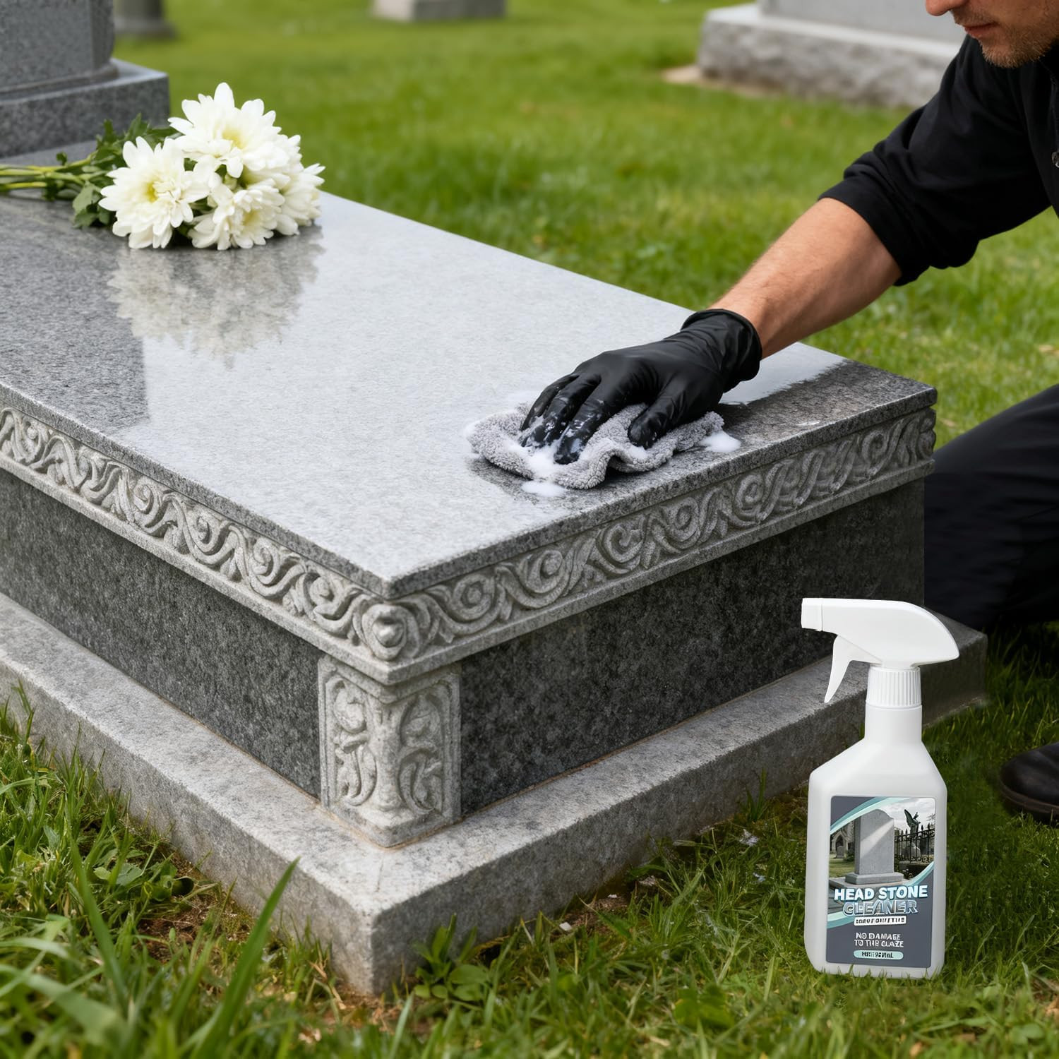 9 PCS Headstone Cleaner Gravestone Cleaning Kit for Granite and Stone Daily
