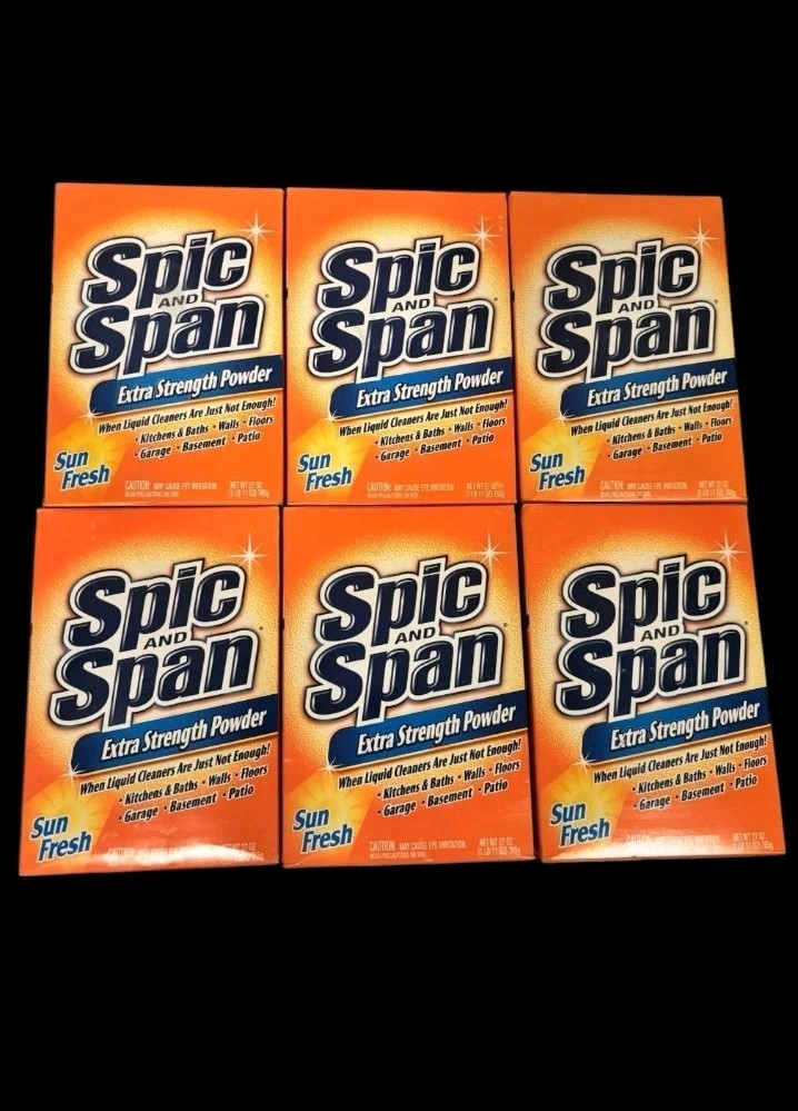 Spic & Span Extra Strength Powder Sun Fresh Lot of (6) New and Sealed 27 oz NOS