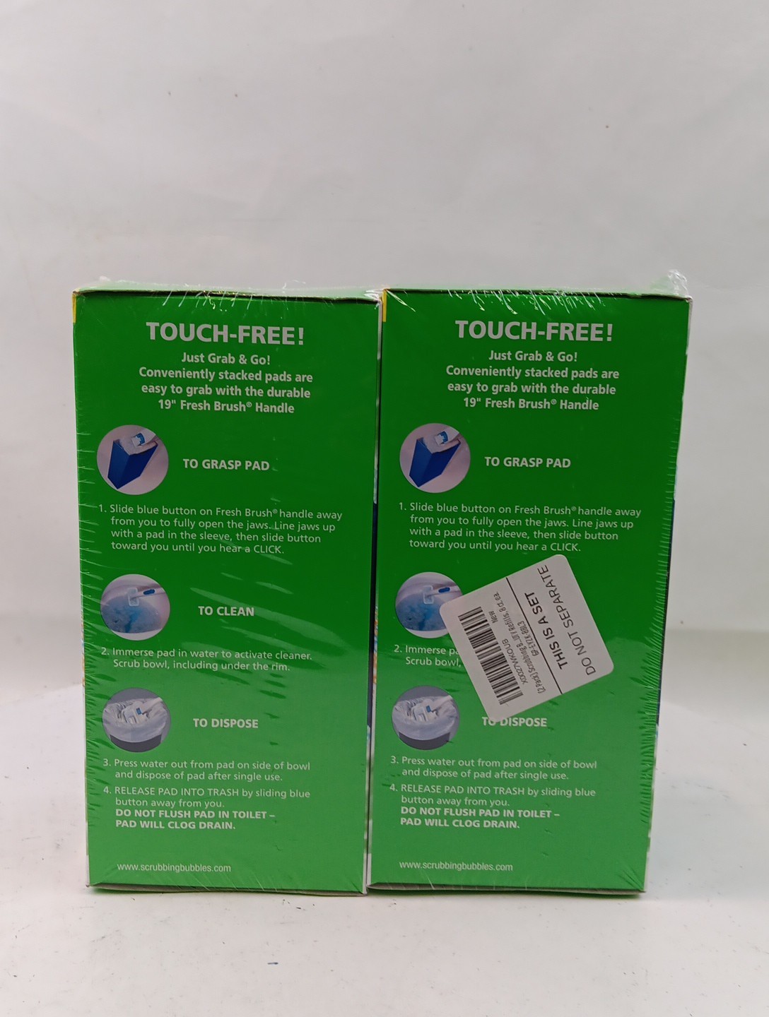 2 Pack Scrubbing Bubbles Fresh Brush Heavy Duty Refills Citrus, 16 Pads Total