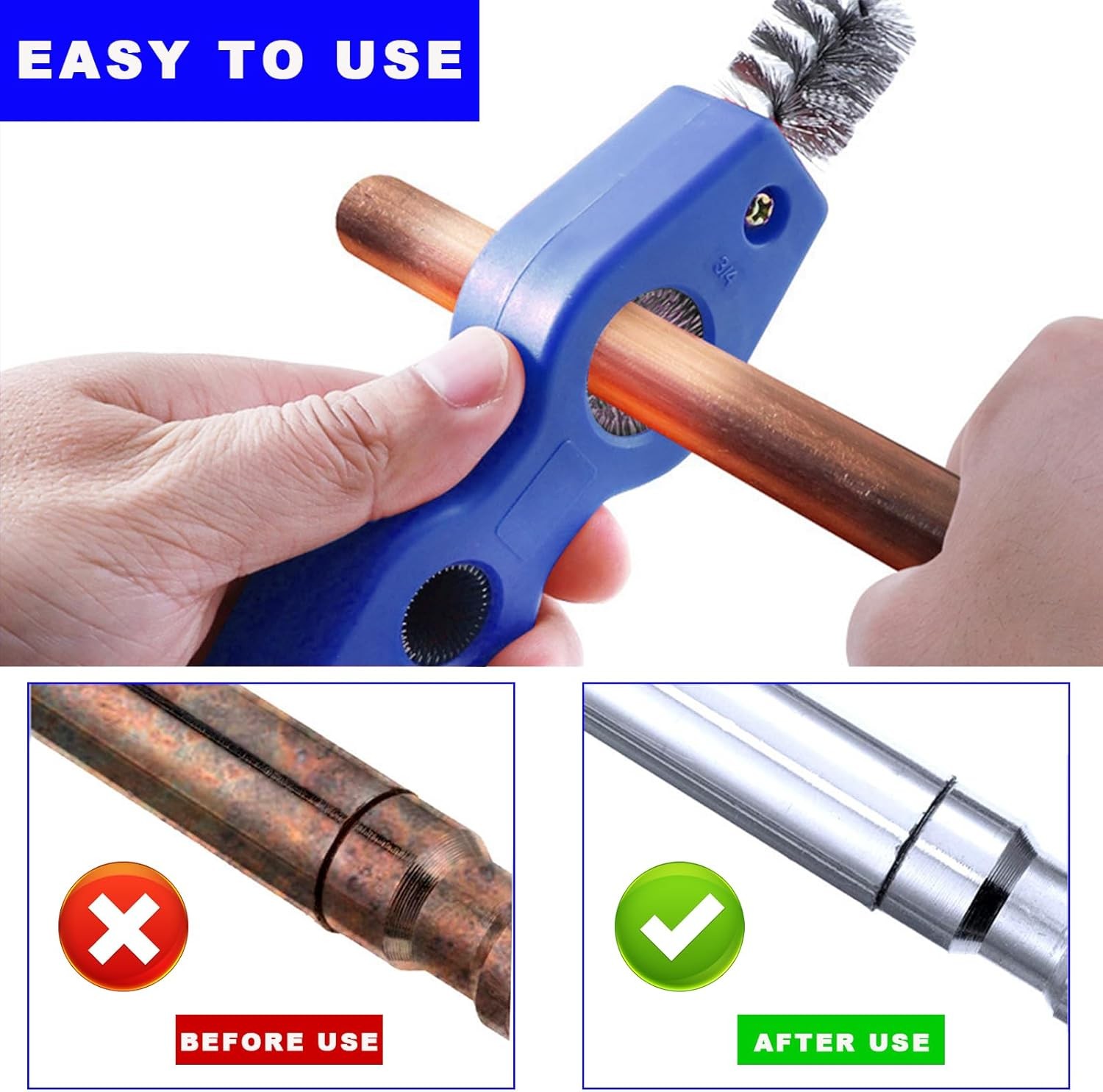 Battery Terminal Cleaning Brush, 4 in 1 Anti-Corrosion Car B Color: Black+Blue