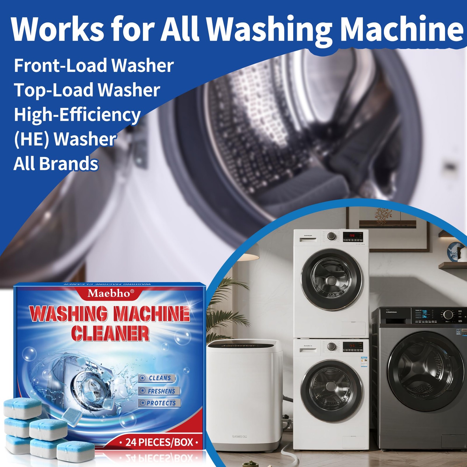 Washing Machine Cleaner 24 Pack – Deep Cleaning & Descaler for HE Front Load …