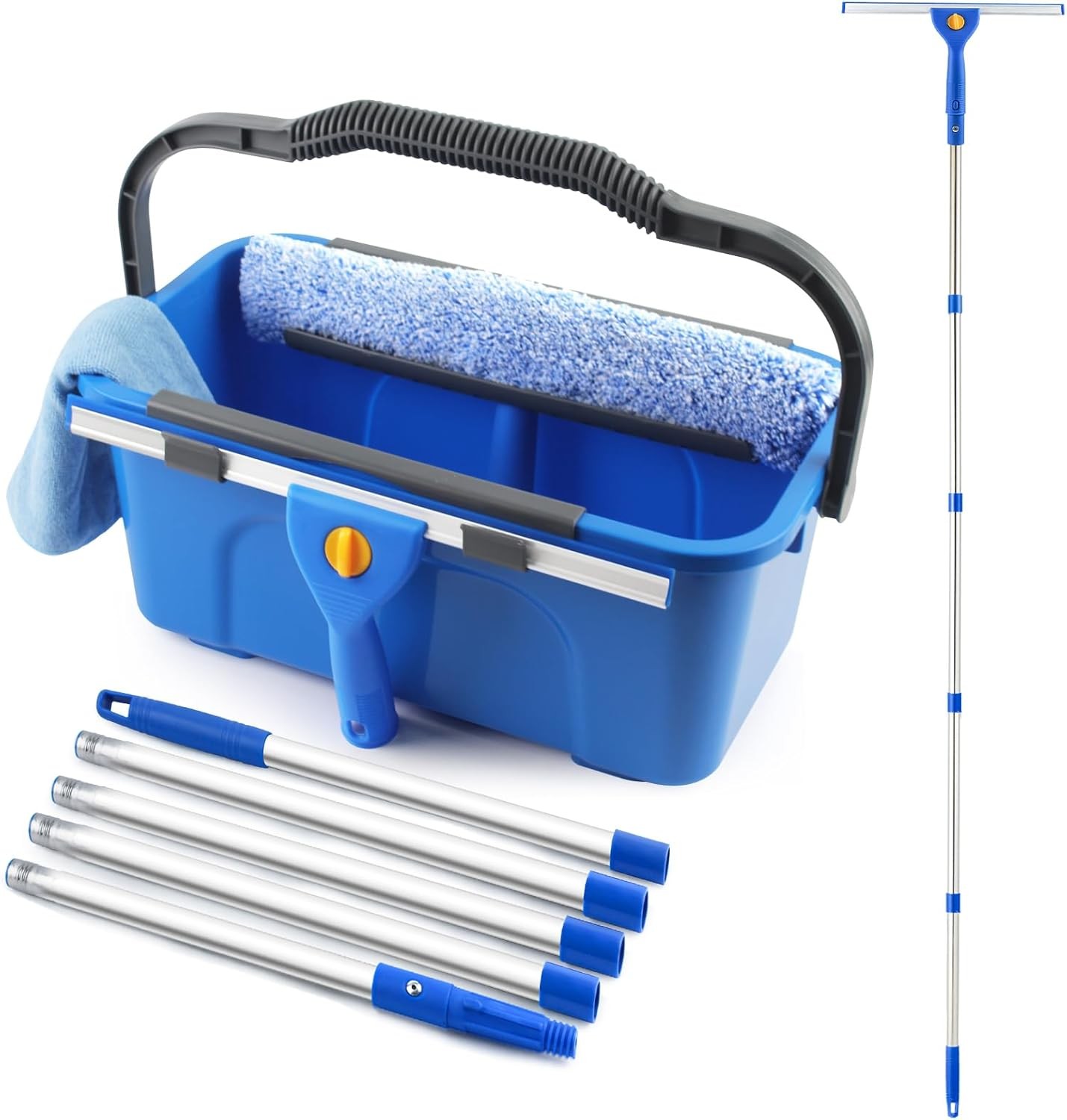 Professional Window Cleaning Kit with Bucket 3 Gallon, 76″ Long Handle Window…