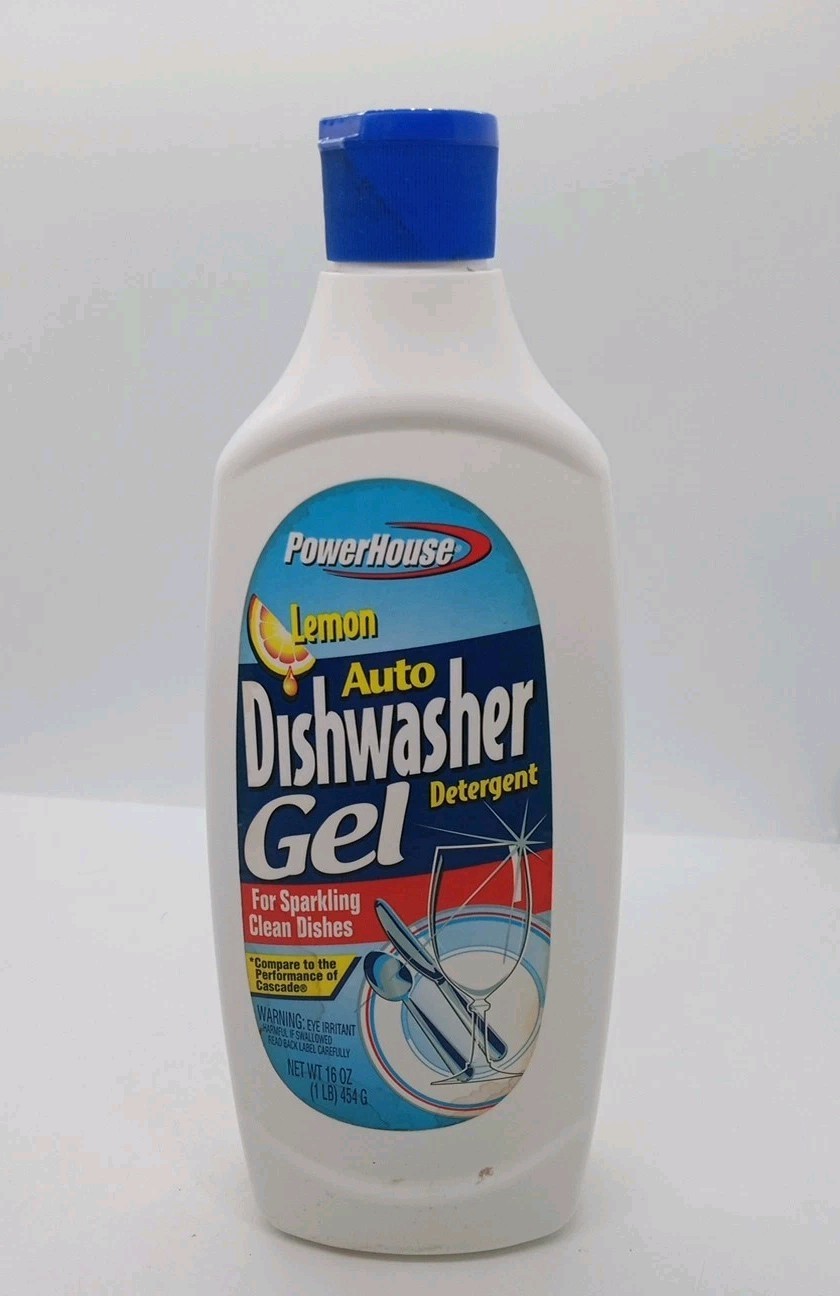 Powerhouse Lemon Auto Dishwasher Gel Detergent 16oz NEW! Vintage Rare Sealed