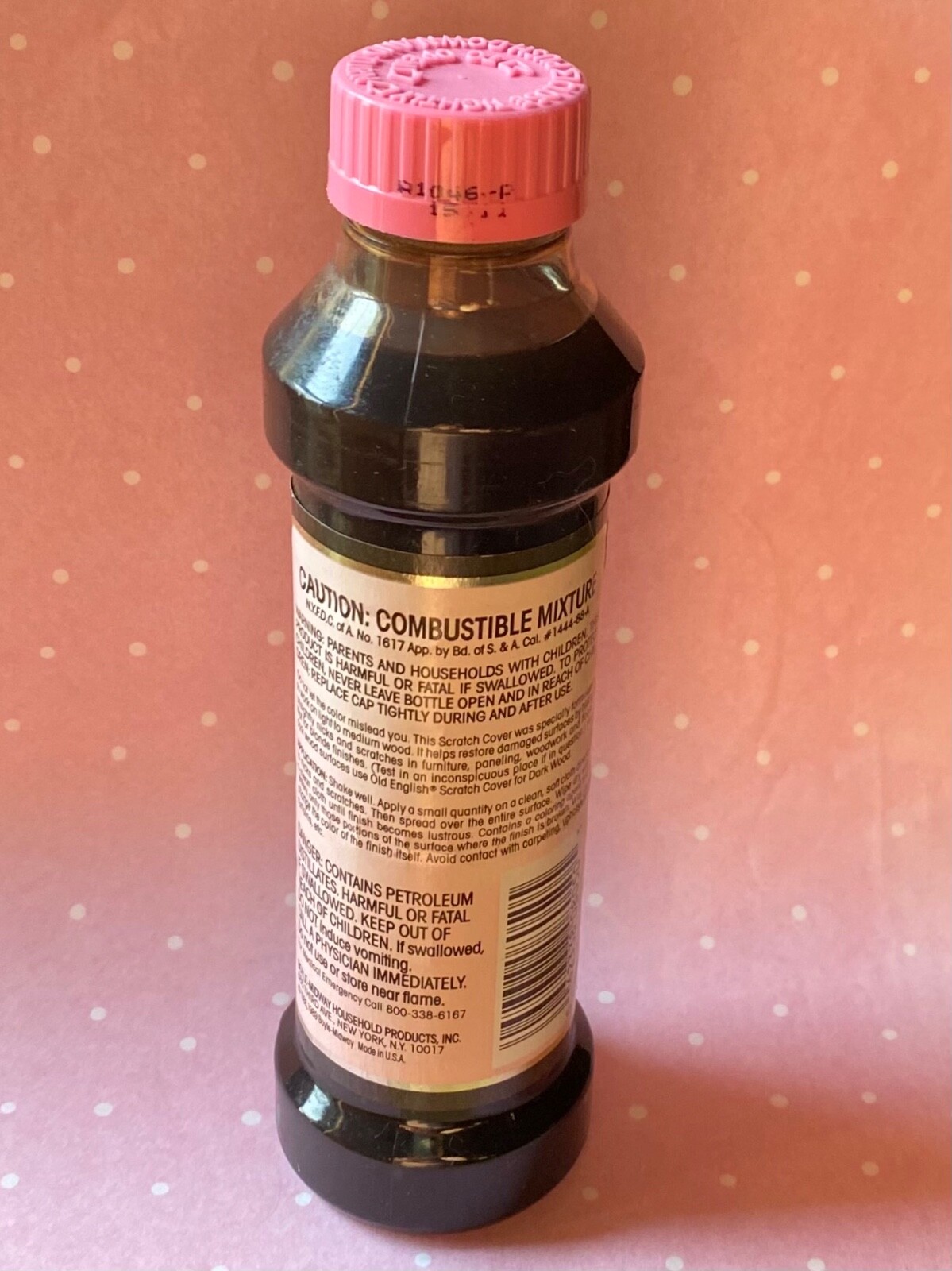 Vintage Old English Scratch Cover For Light To Medium Woods 8 oz Pink Lid HTF