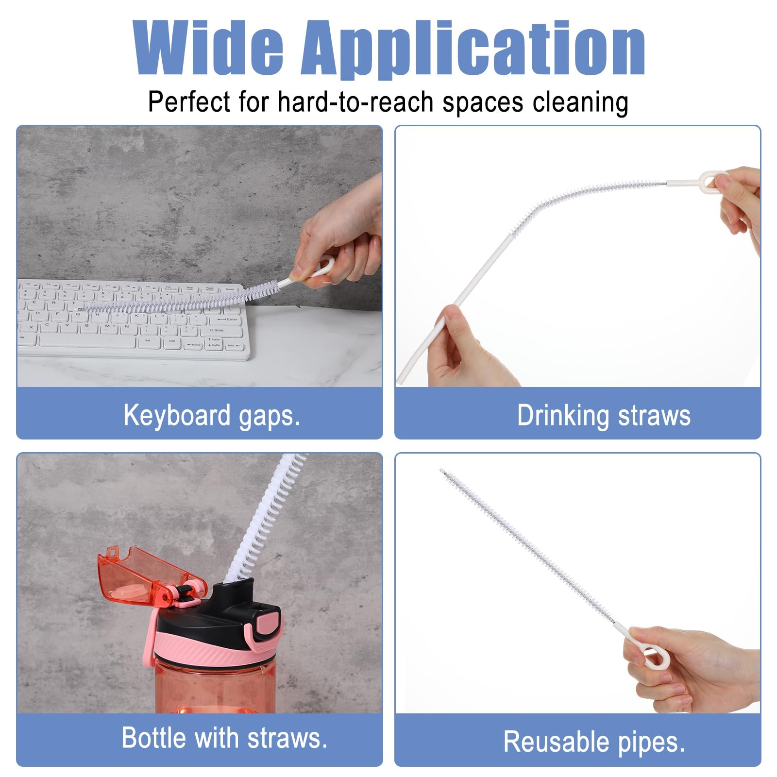 Shimmeroo 4Pcs Long Straw Cleaner Brush, 10.2In Extra Long Straw Tube Brush