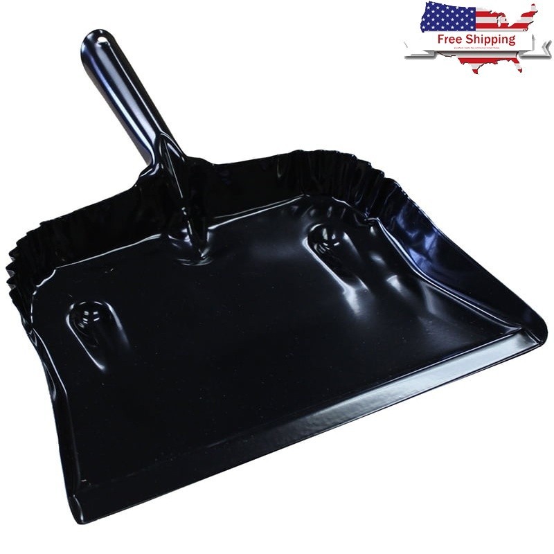 Heavy Duty Galvanized Steel Dustpan Long Handle Job Site Workshop Garage Tool US