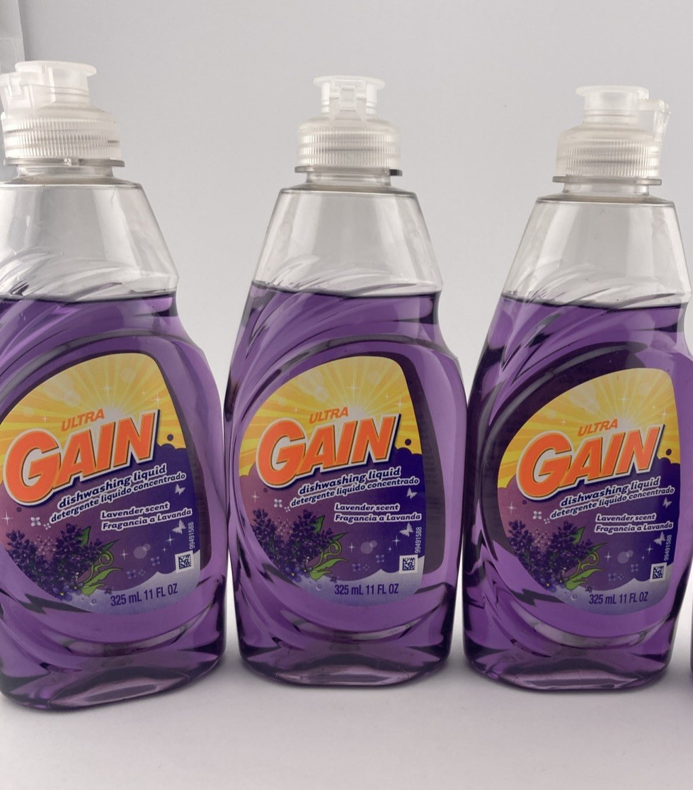 4) Ultra Gain Dishwashing Liquid Lavender Scent 11oz DISCONTINUED