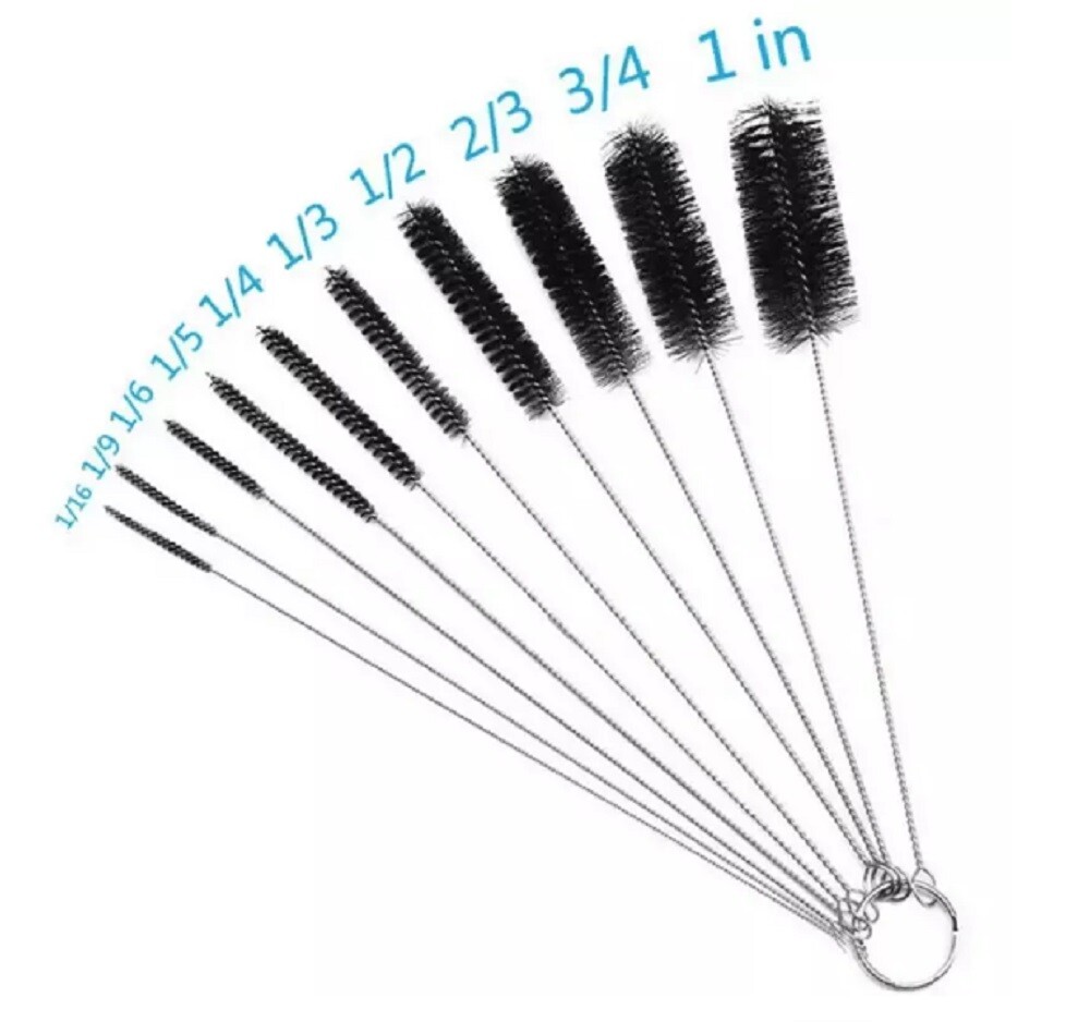 10 Straw Cleaning Brushes Nylon Bristle Stainless Steel Wire Drink Pipe Cleaner