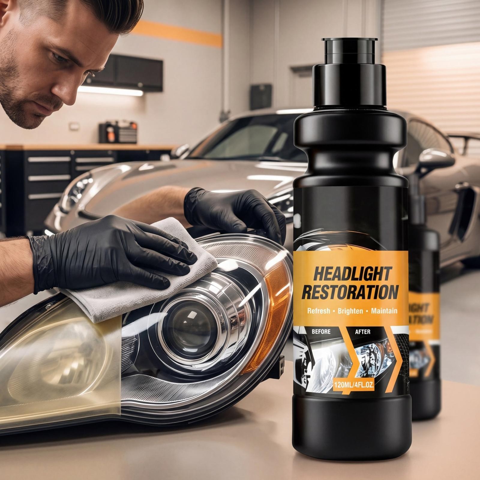 Car Headlight Restoration Agent 120ml Polishing Fast Acting Shine