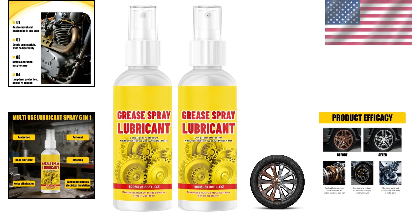2Pcs Anti-Rust Lubricant Spray & Rust Remover, Rust Remover Spray for Metal, Mul
