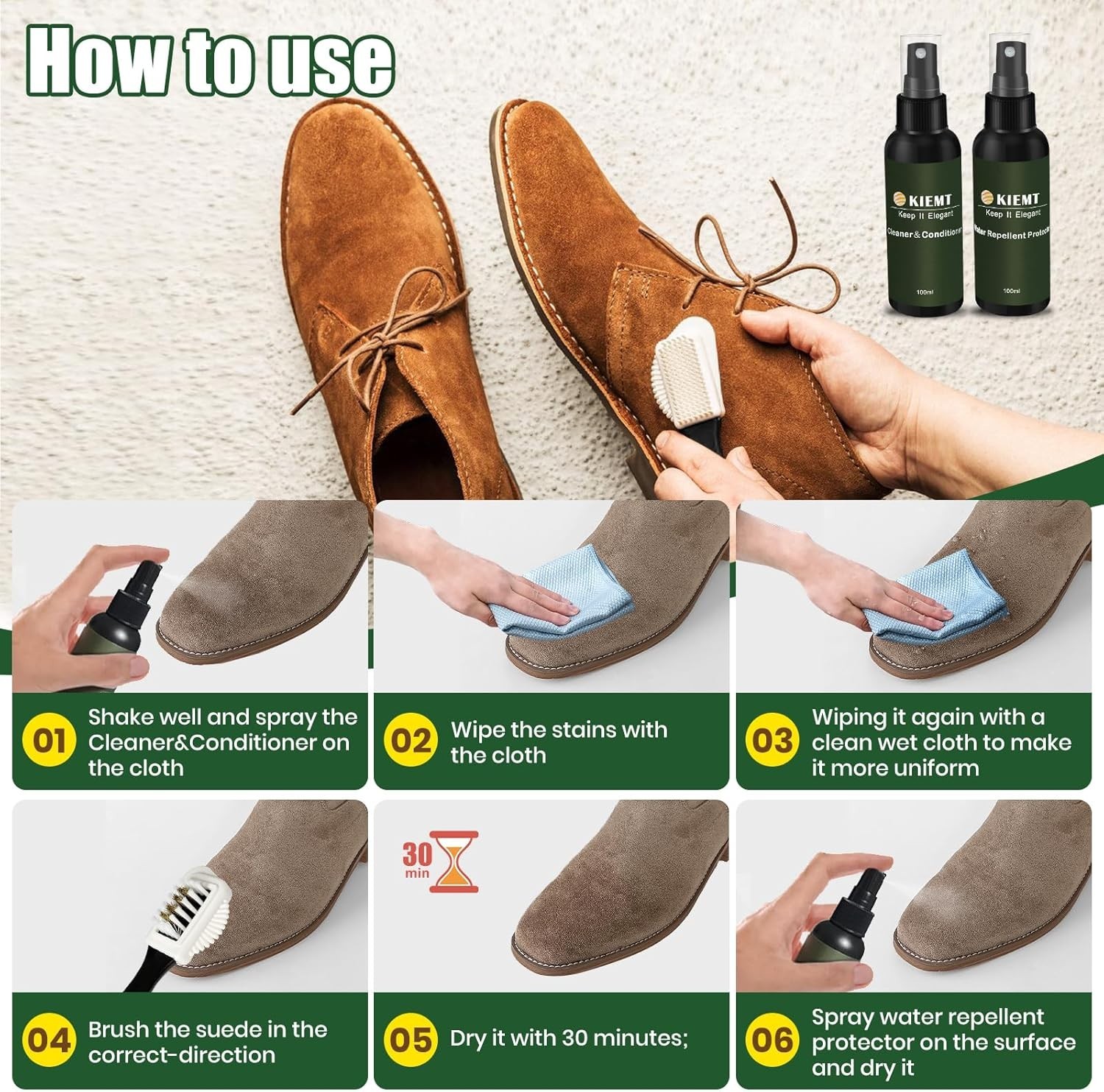 Suede and Nubuck Care kit,Leather Cleaner and Conditioner,Suede Protector Spr…