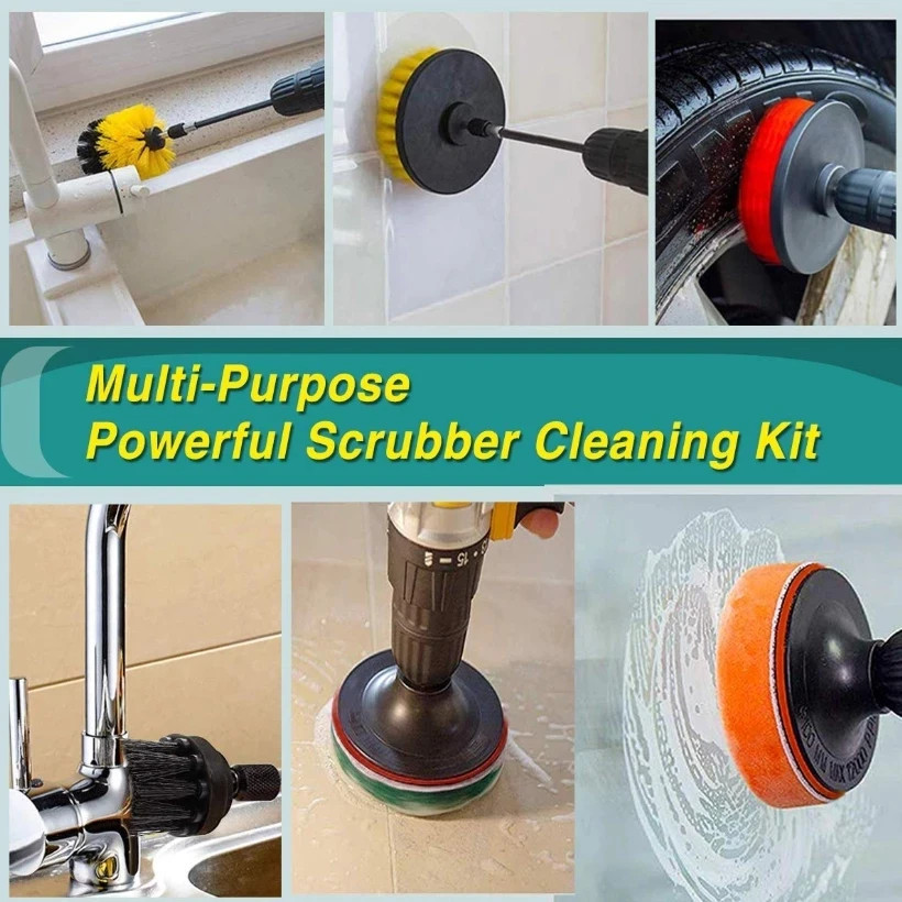 UNTIOR Electric Drill Brush Attachment Set Power Scrubber Brush Car Polisher