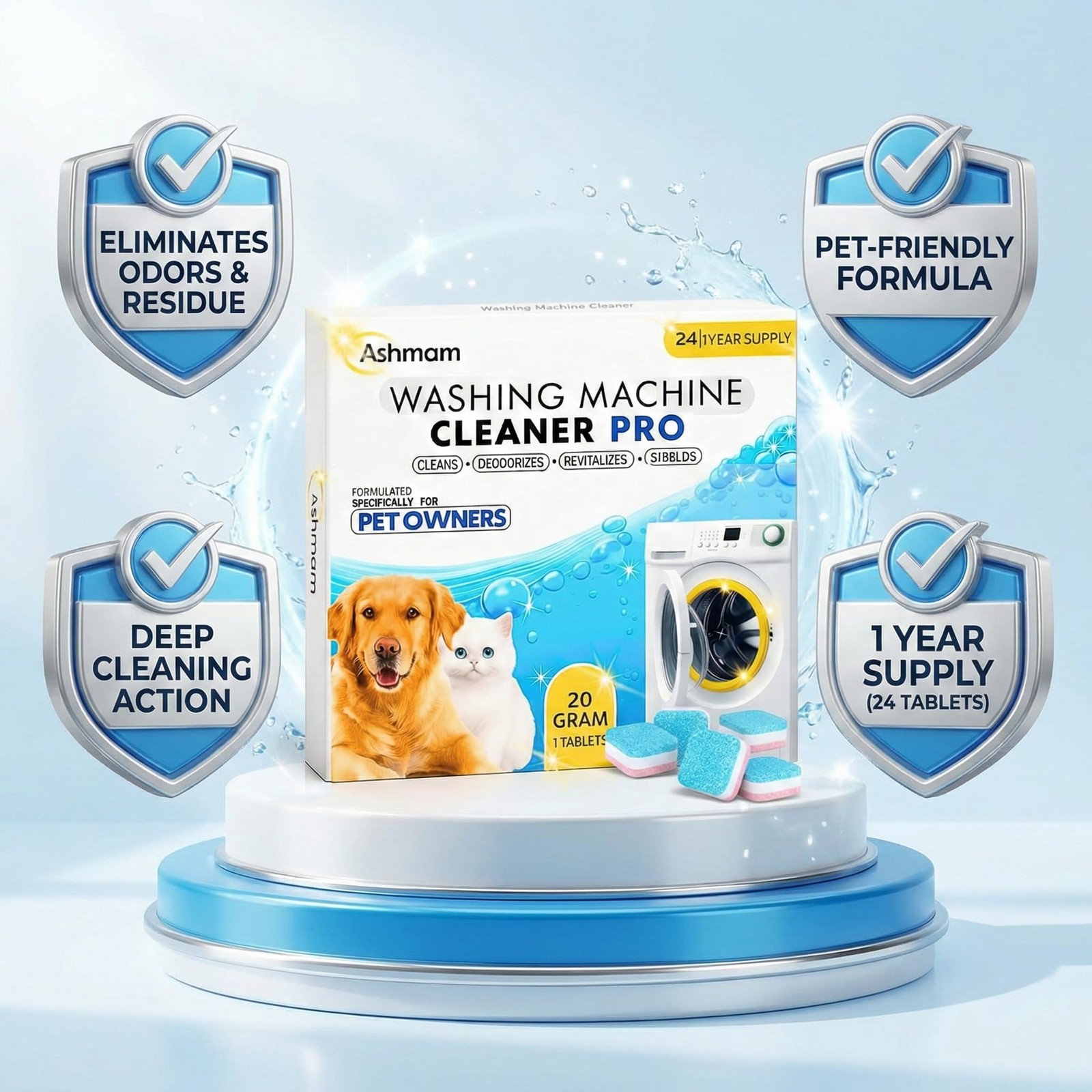 Washing Machine Cleaner Tablets, 24 Pack 1 Year Supply – Deep Clean Washer Cl…