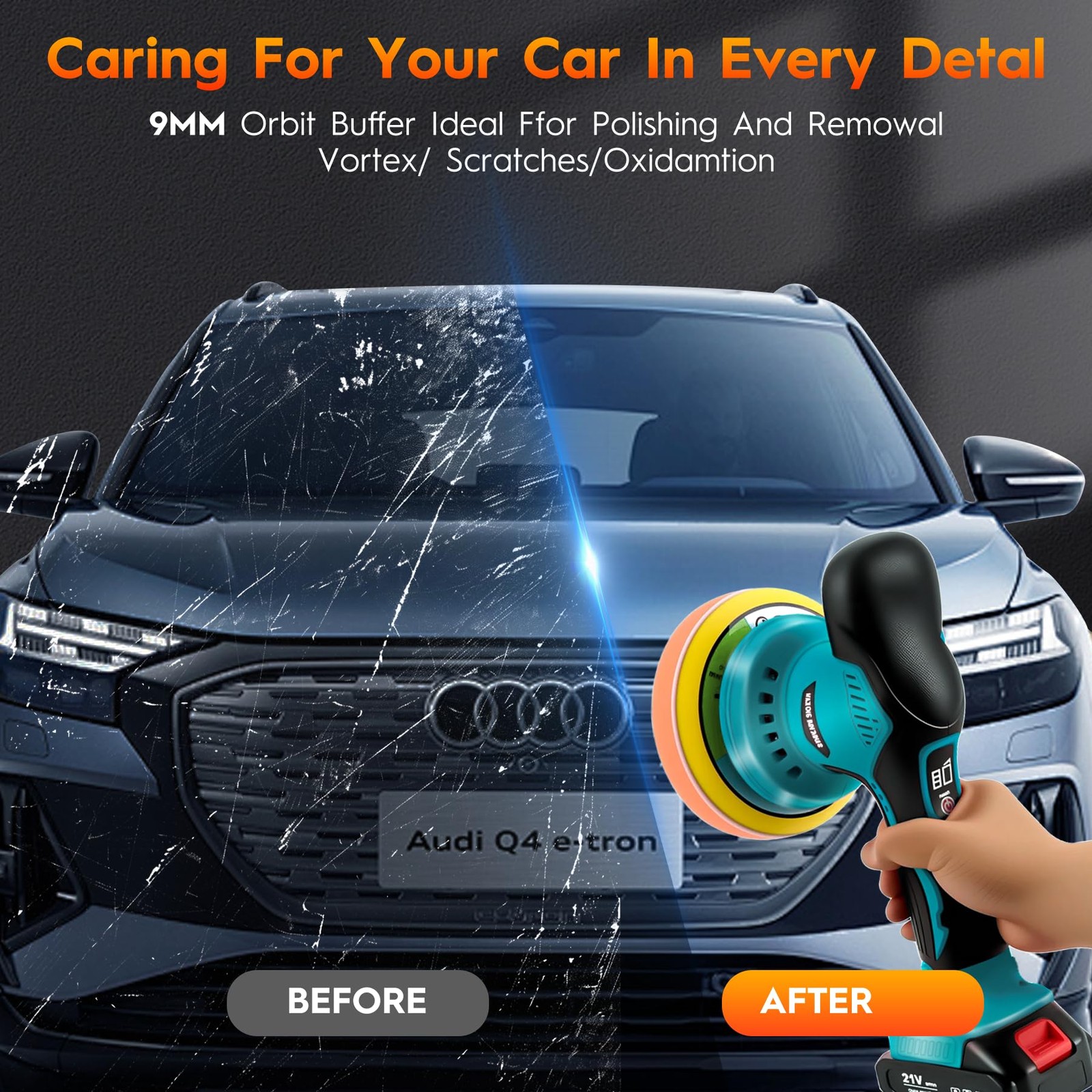 Cordless Car Buffer Polisher Kit with 2x21V Batteries, 6 Inch Car Polisher wi…