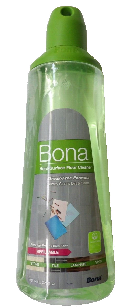 Bona Hard-Surface Floor Cleaner Refillable Bottle Streak-Free Formula 34 Fl Oz