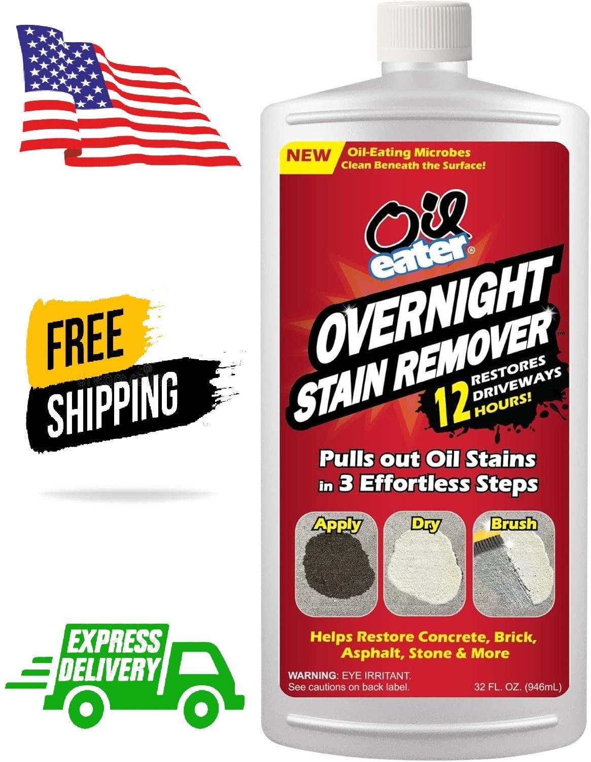 32 Oz Overnight Stain Remover for Cleaning Oil Stains on Concrete, Driveway, Pav