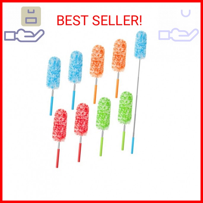 Tanlade 8 Pcs Microfiber Feather Duster for Cleaning 13-31 Inch Extendable Cobwe