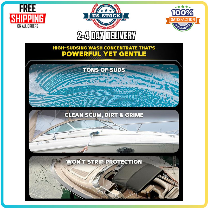 Meguiar’s M43 Boat RV Wash 64oz pH Balanced Fiberglass Gel Coat Cleaner