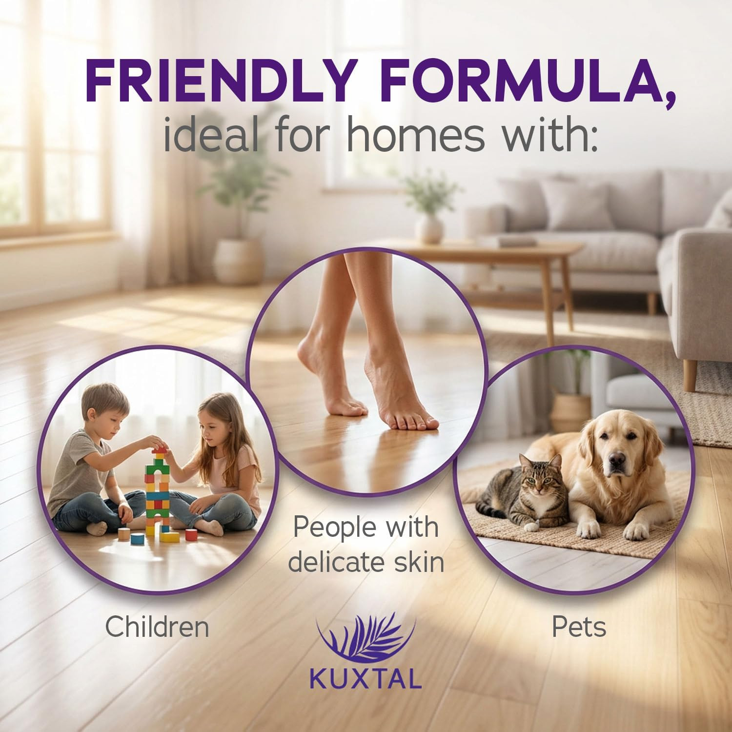 KUXTAL Natural Floor Cleaner, Pet Safe, Multi Surface Floor Cleaner, Biodegradab