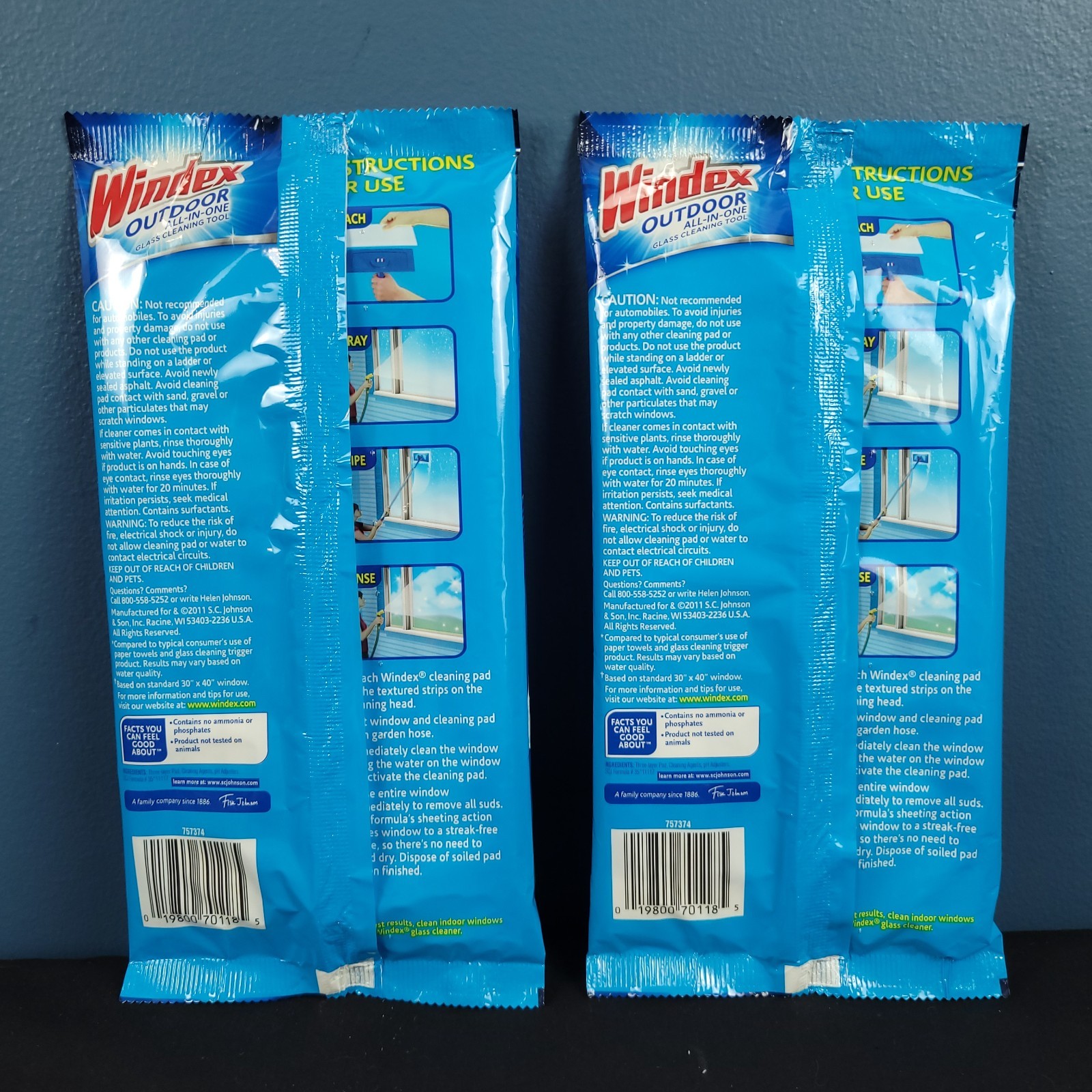 Lot of 2 packs Windex Outdoor Glass Cleaner Refill pads 4 total discontinued NOS