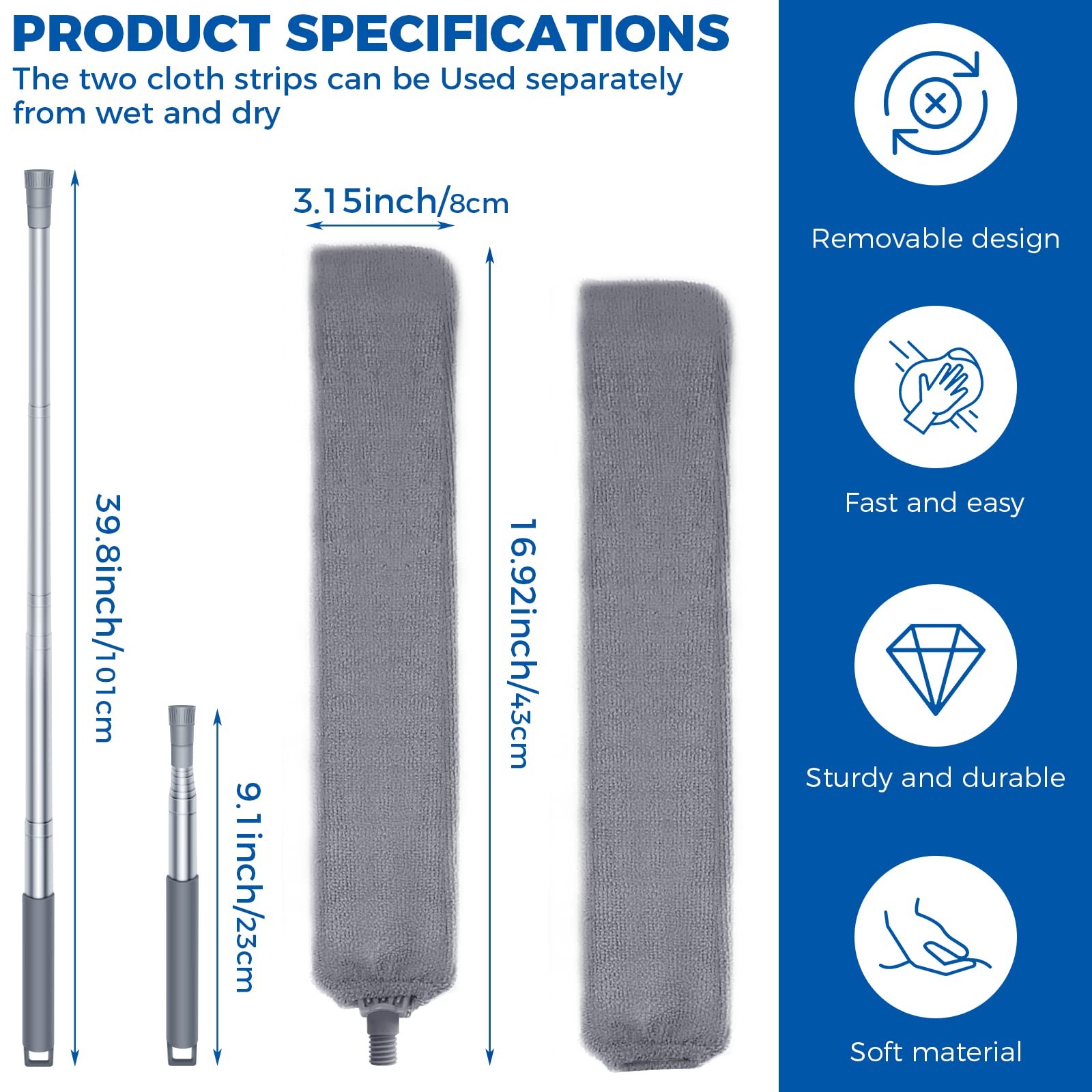 Retractable Gap Dust Cleaner Cleaning Tools with 2 Microfiber Dusting Cloths …
