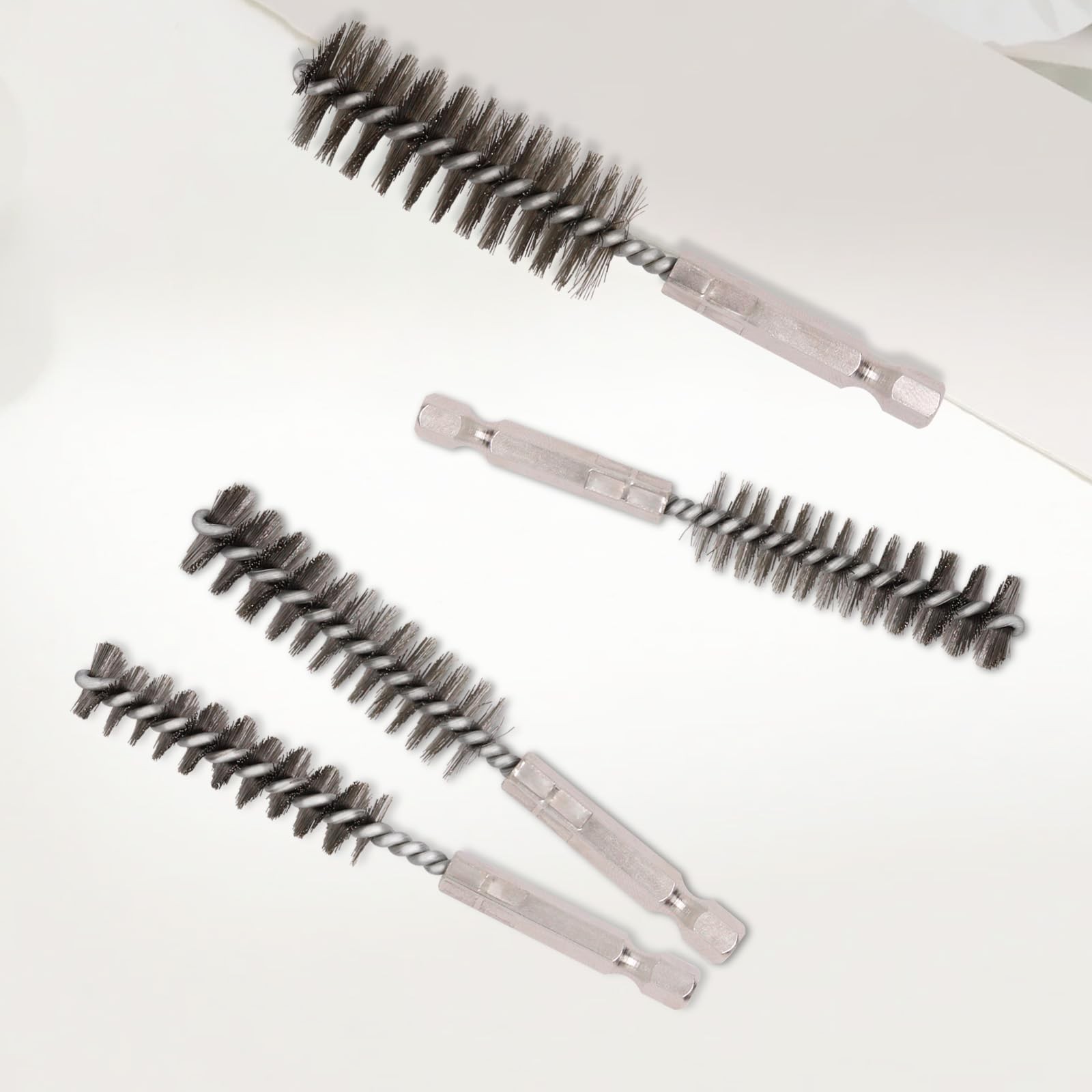 6 Pcs Bore Brush for Drill, 1/4″ Hex Shank Stainless Steel Twisted Wire Brush…