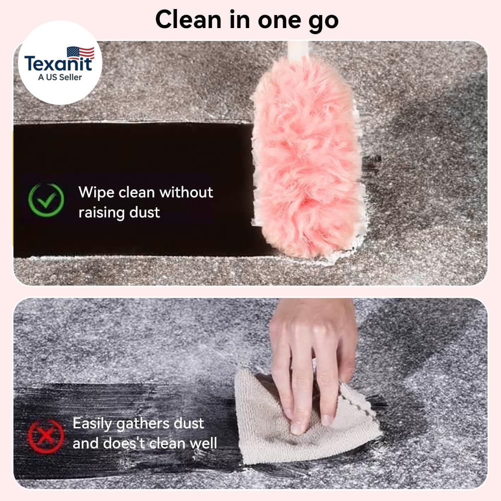Heavy Duty Duster Refills, 360° Efficient Duster Kit for Swiffer, 30 Pack & 3 Ft