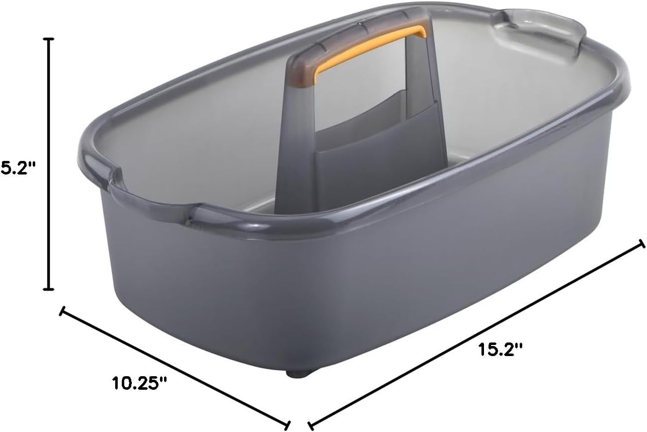 Cleaning Storage Caddy Organizer Plastic Handle Gray Multi-Purpose 1.85-Gallon