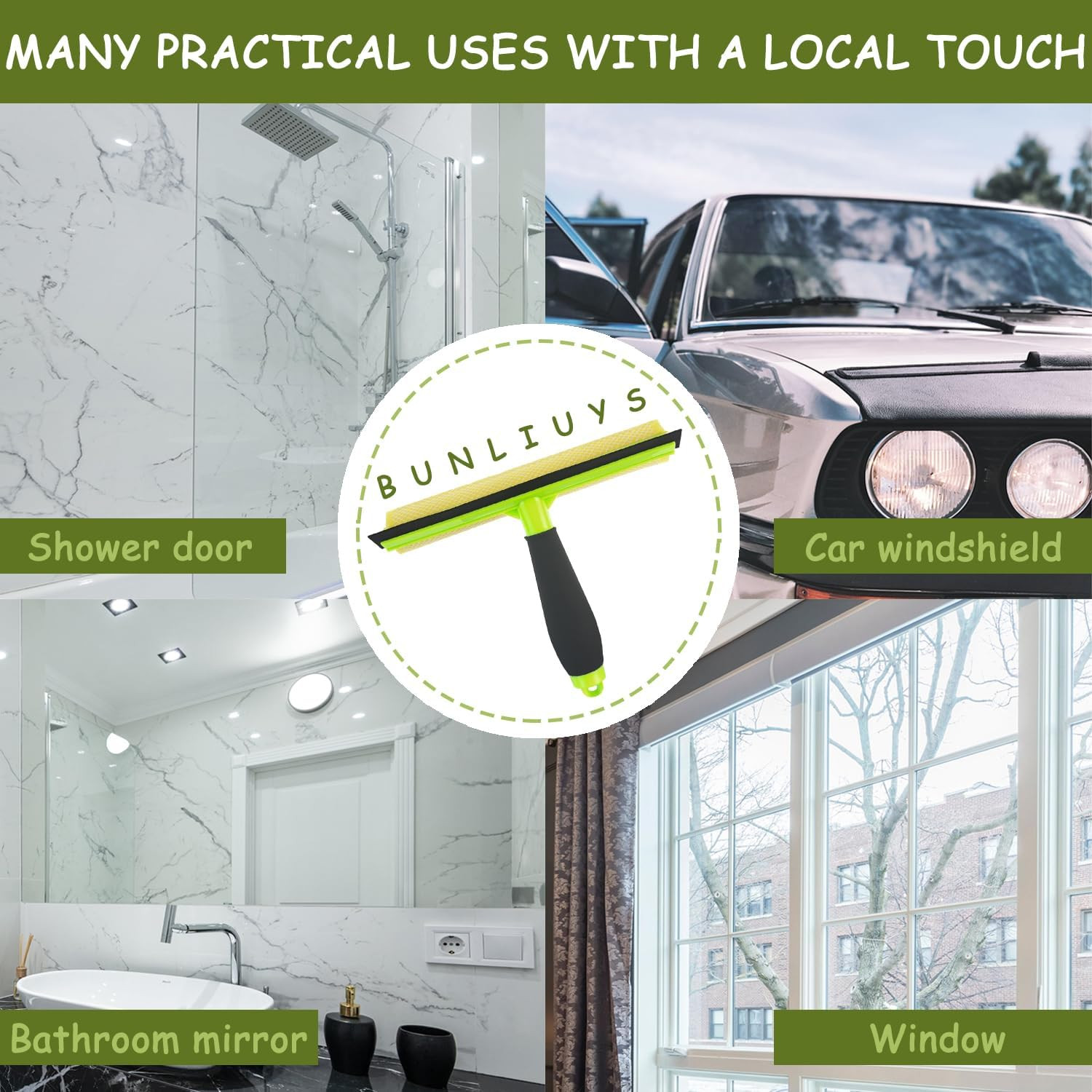 Shower Squeegee Window Squeegee Cleaner for Shower Doors Glass, 2 in 1 Window