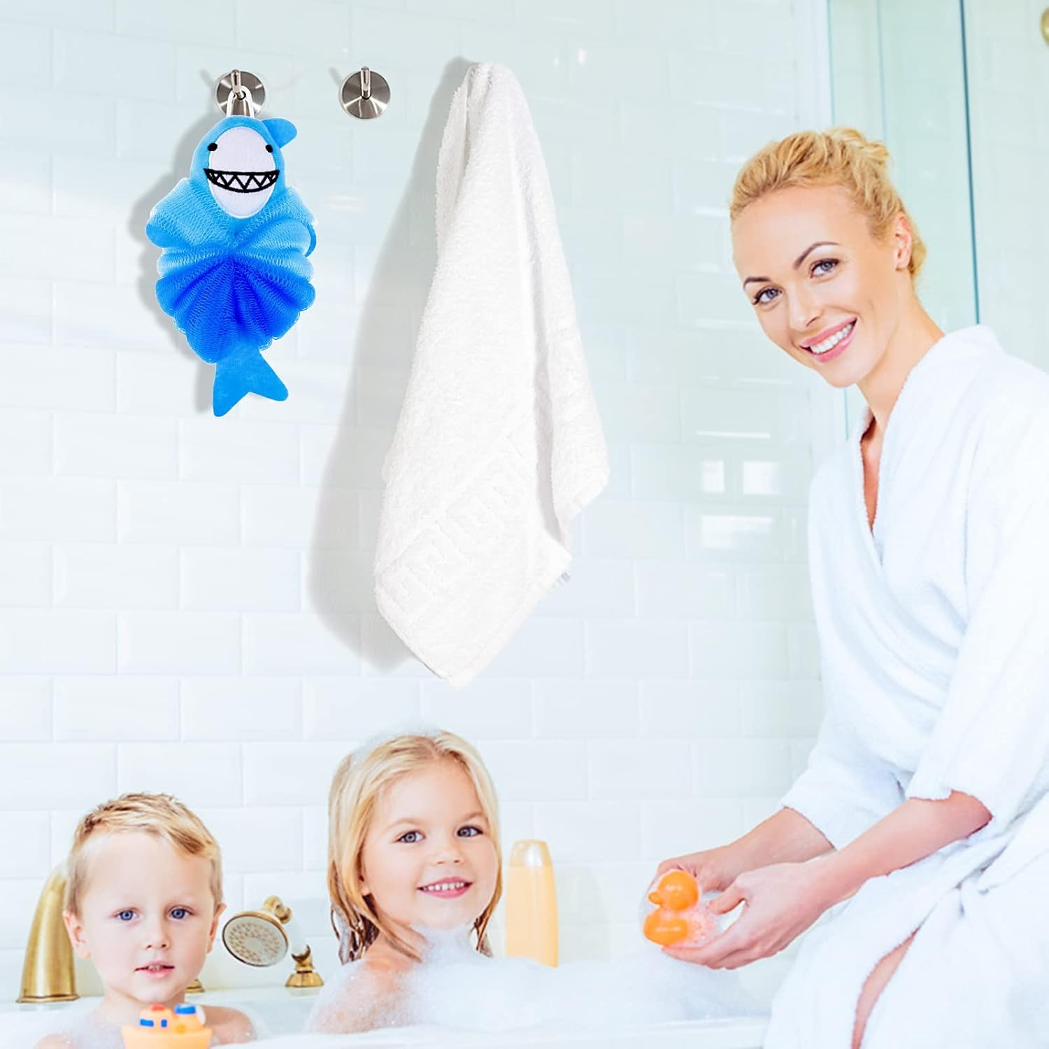 Bath Loofahs Animal Bath Spon for Bathing, Kids Loofah Bath Pouf Body