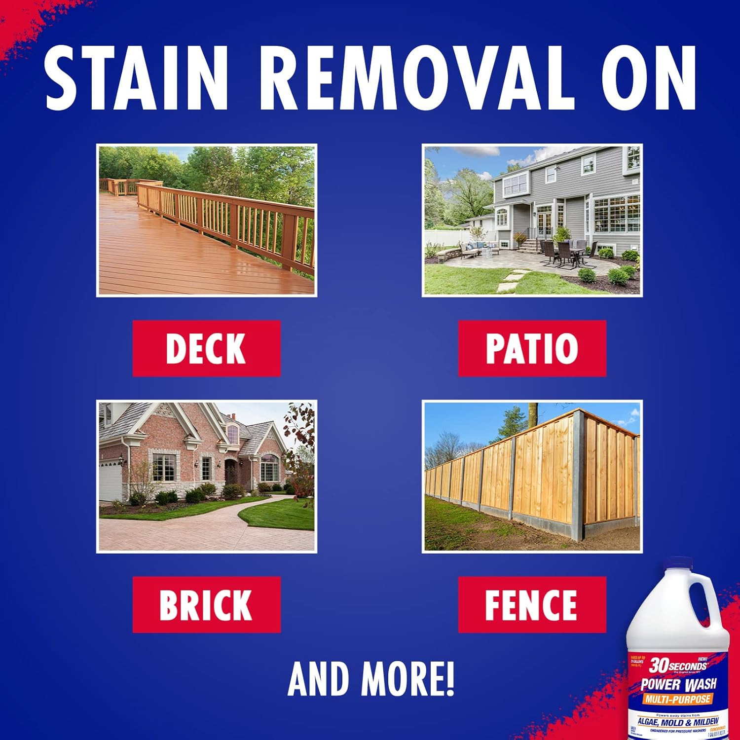 Pressure Washer Concentrated Cleaner – Power Cleans Stains from Algae, Mold & Mi