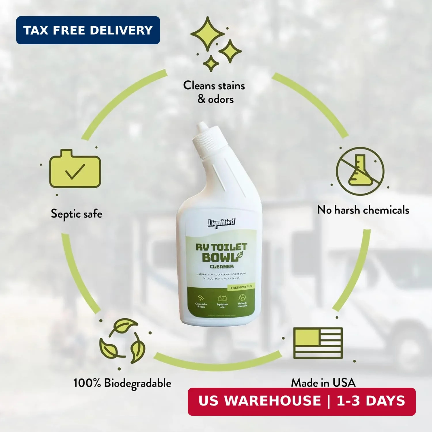 Liquified RV Toilet Bowl Cleaner – Natural RV Toilet Treatment Formula, Septic T