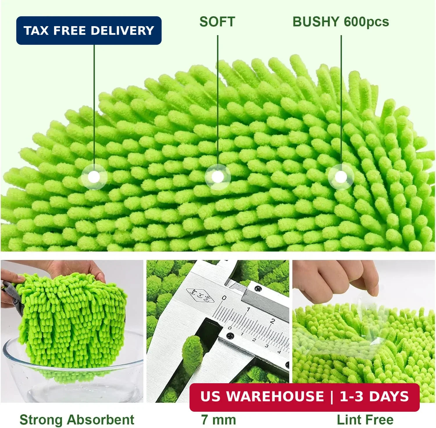 Ordenado 62″ Car Wash Brush Kit Mitt Mop Sponge with Long Handle Chenille Microf