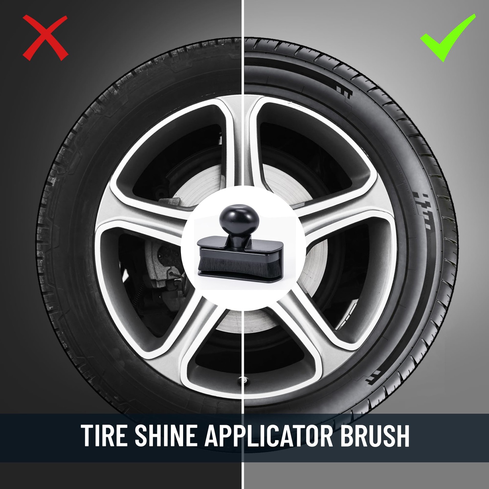 Tire Shine Applicator Brush with Curved Head 2 Pack for Detailing