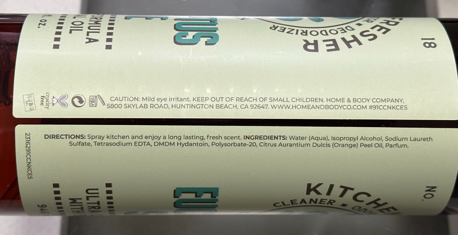 KITCHEN REFRESHER Cleaner Odor Eliminator Deodorizer EUCALYPTUS SAGE Scent 946ML