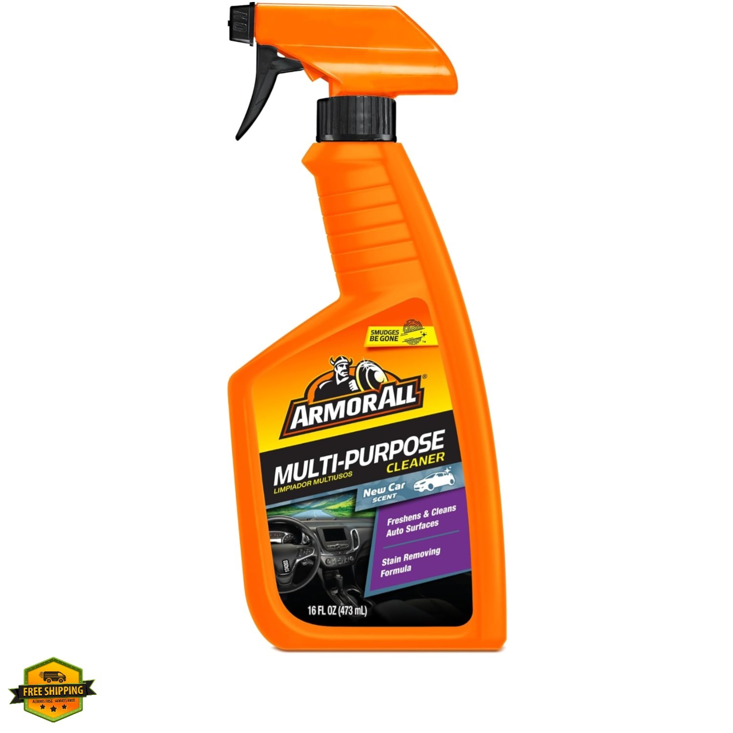 Multi-Purpose Car Cleaner Spray with Odor Elimination Technology, 16 fl oz Sp…