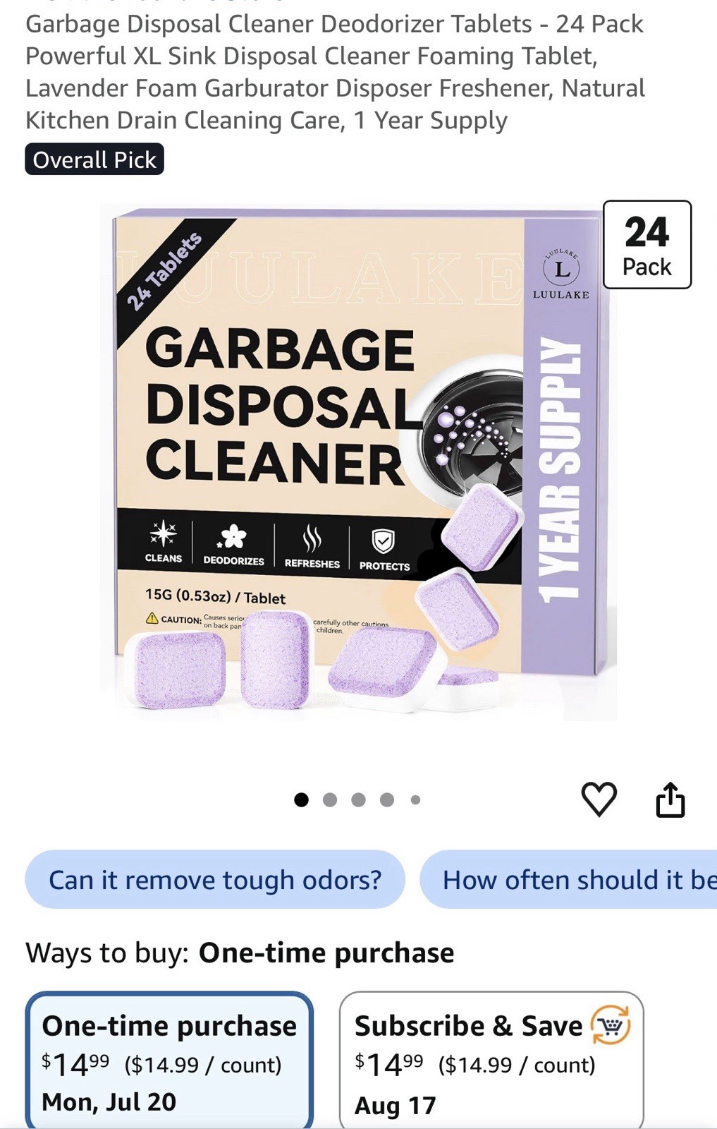 Garbage Disposal Cleaner Foaming Action for Deep Clean 24 Tablets Luulake