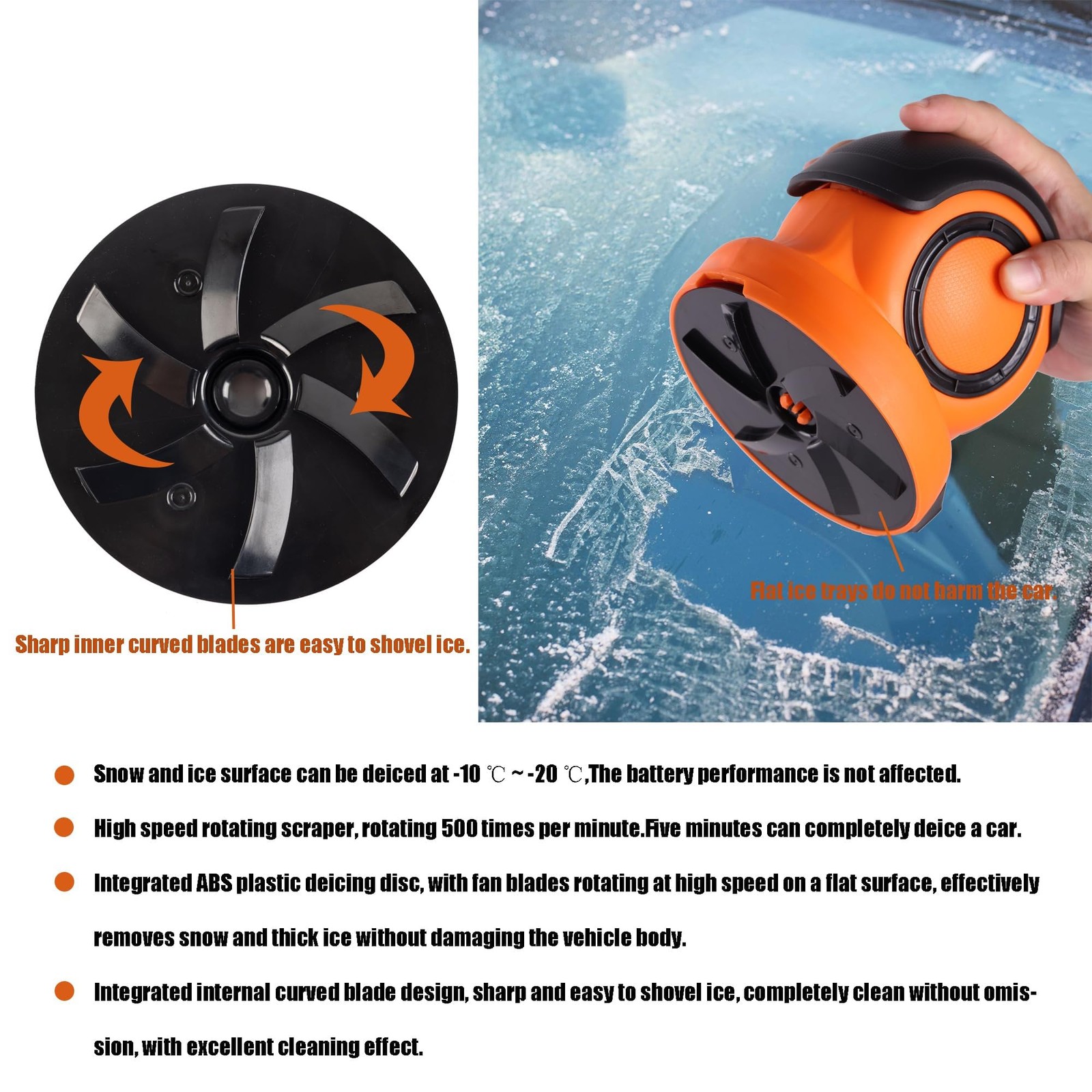3In1 Electric Ice Scraper Cordless Handheld Defroster Polisher 2000mAh Car