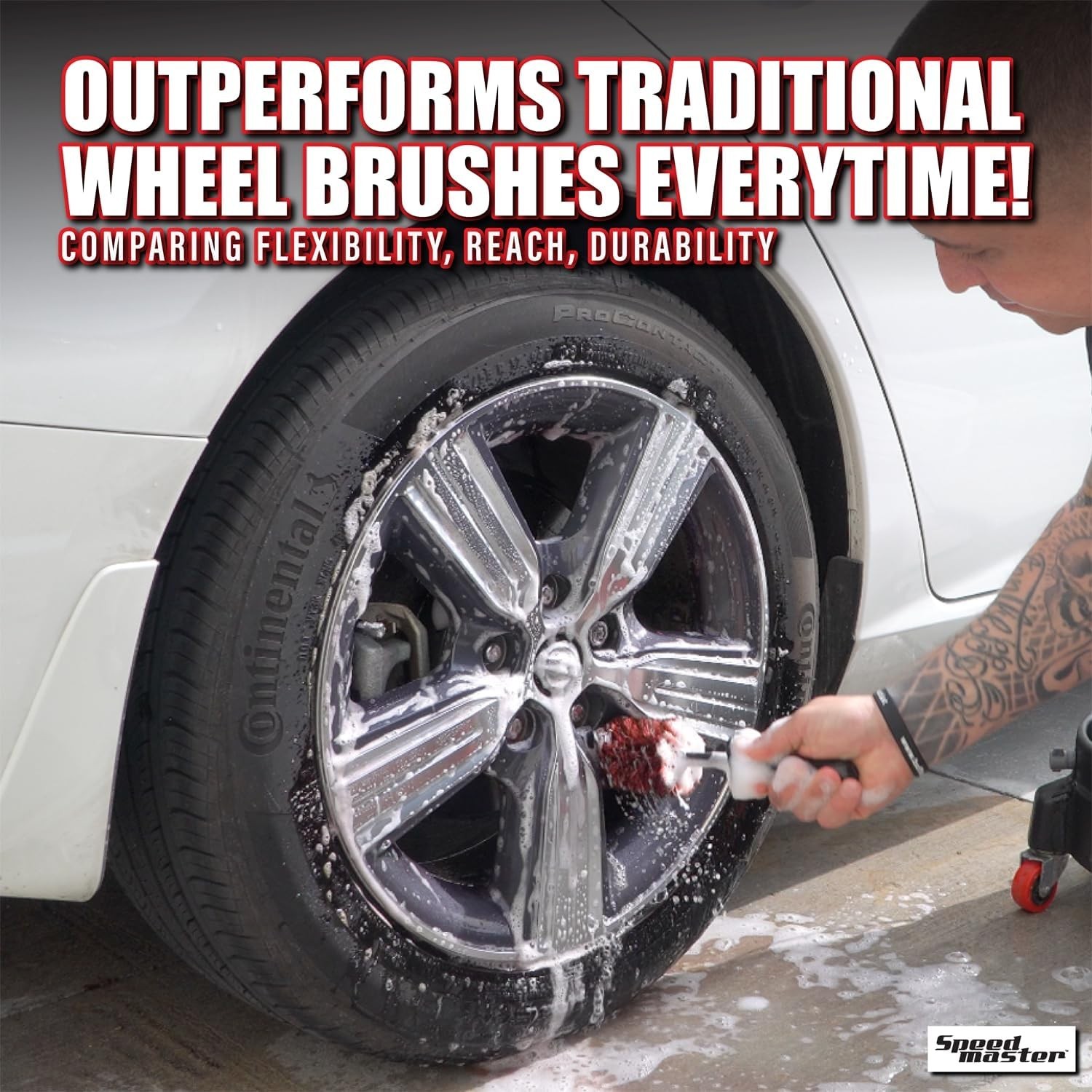 Wheel Brush Set Memory Foam Bristles 18 Inch Large and 13 Inch Mini All Wheel