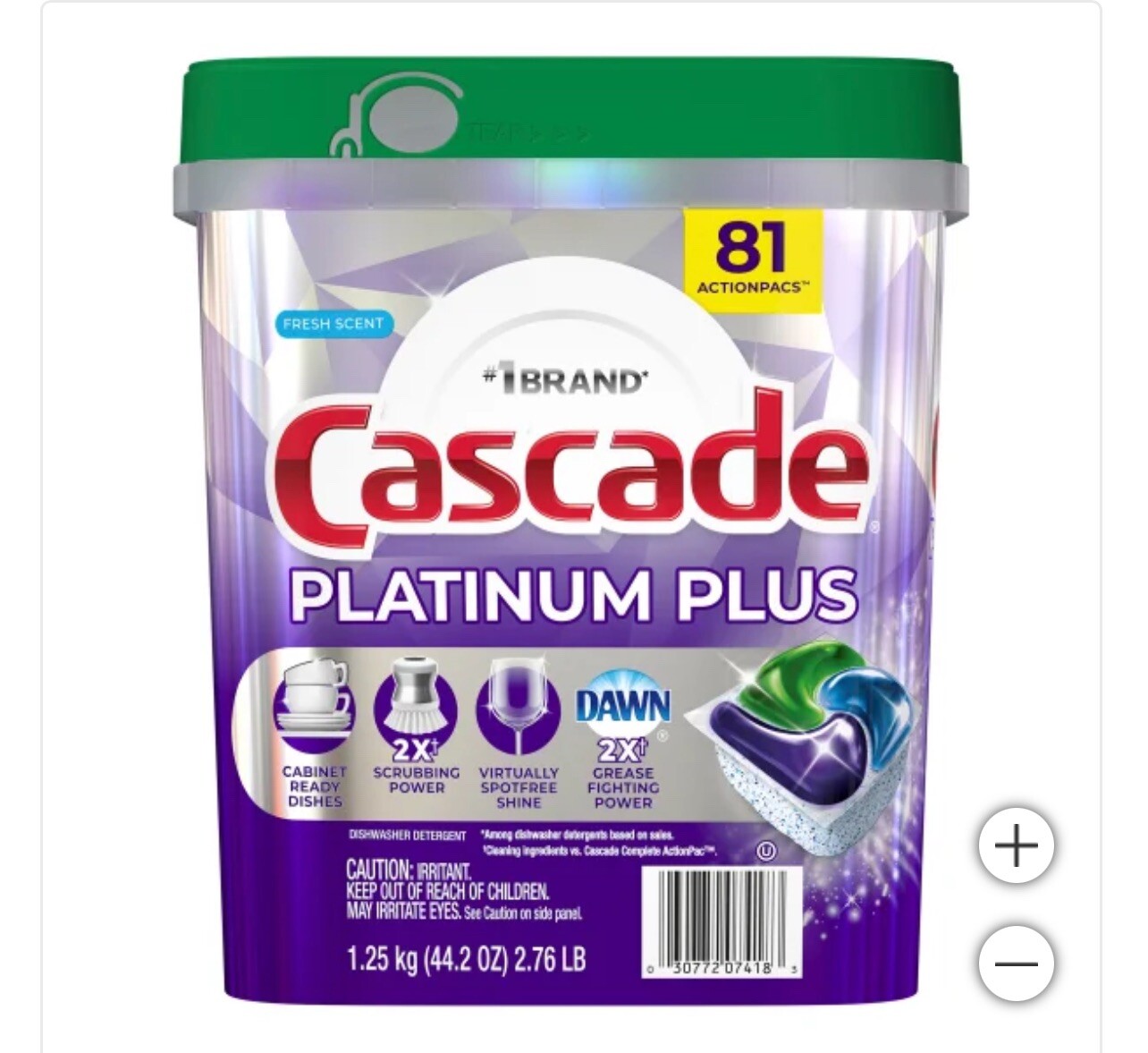 Cascade Platinum Plus ActionPacs Dishwasher Detergent Pacs Fresh Scent (81 ct.)