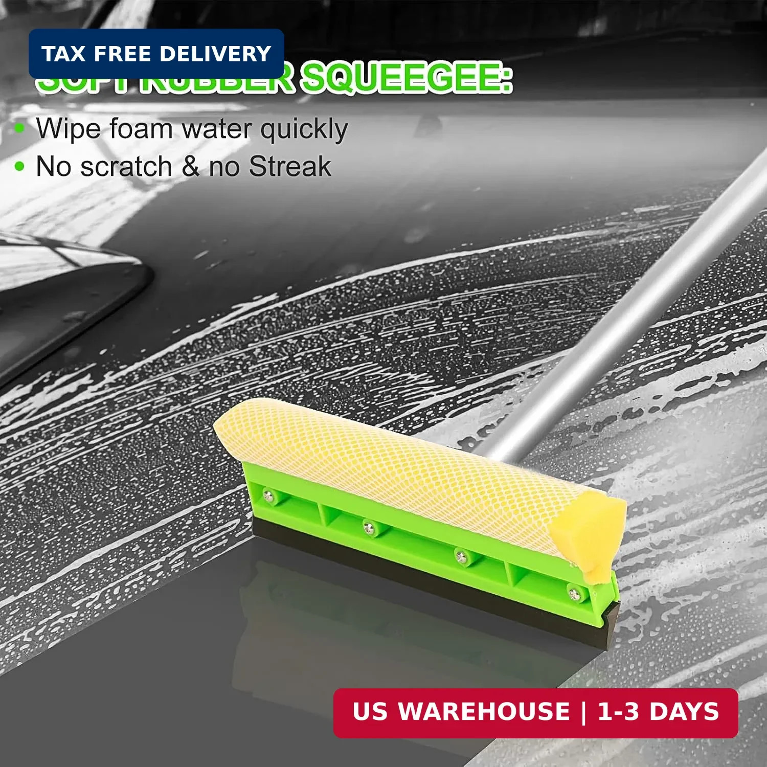 Car Wash Kit, 62” Car Wash Brush with Long Handle, Soft Bristle Scratch-Free Ca