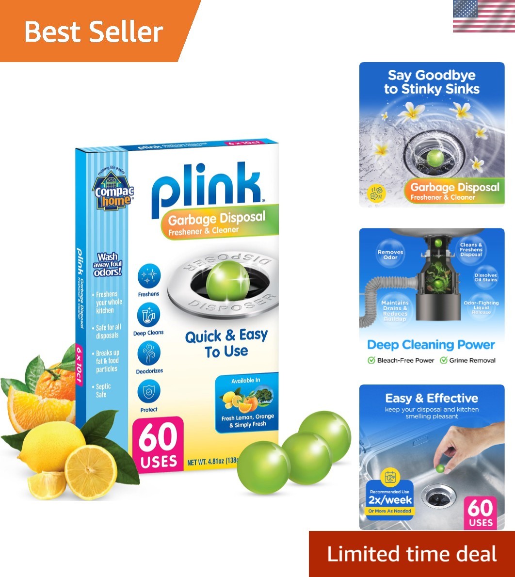 Plink 60 Pack Garbage Disposal Deodorizer – Quick Clean, Assorted Fresh Scents