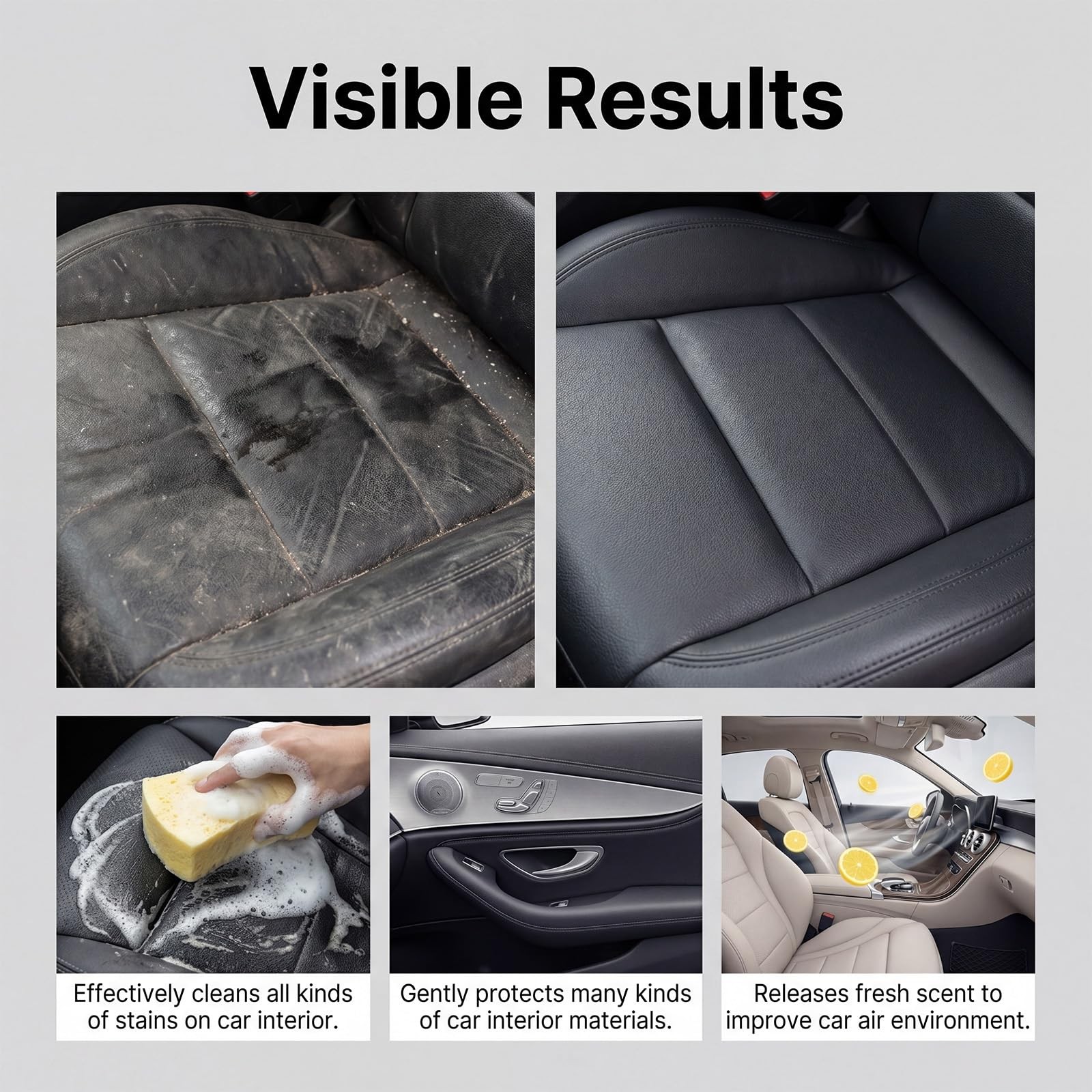 4 in 1 Multi Enzyme Foam Cleaner All Purpose No Rinse Spray Car Kitchen 2 Pcs